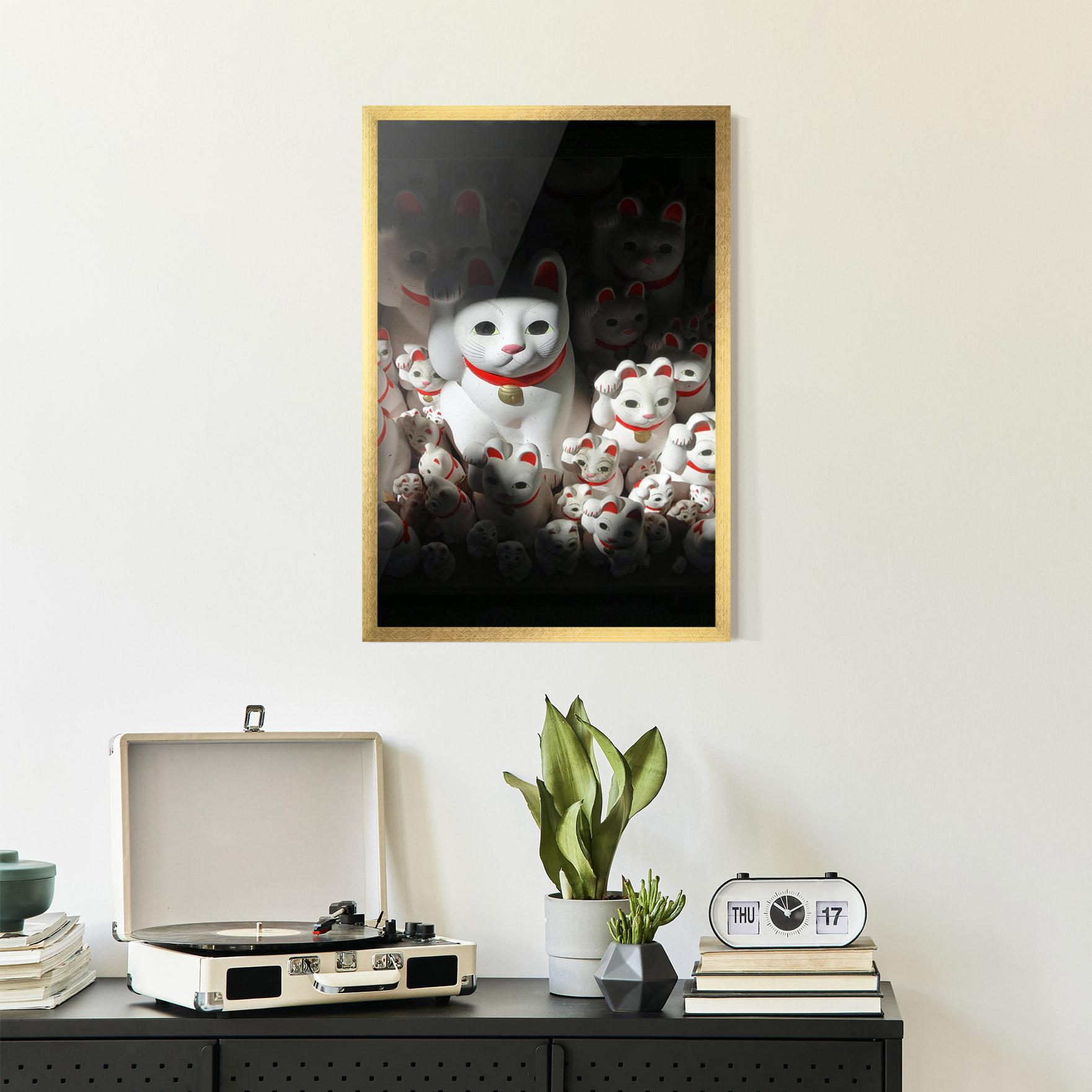 Poster Înrămat White Lucky Cats mockup 2