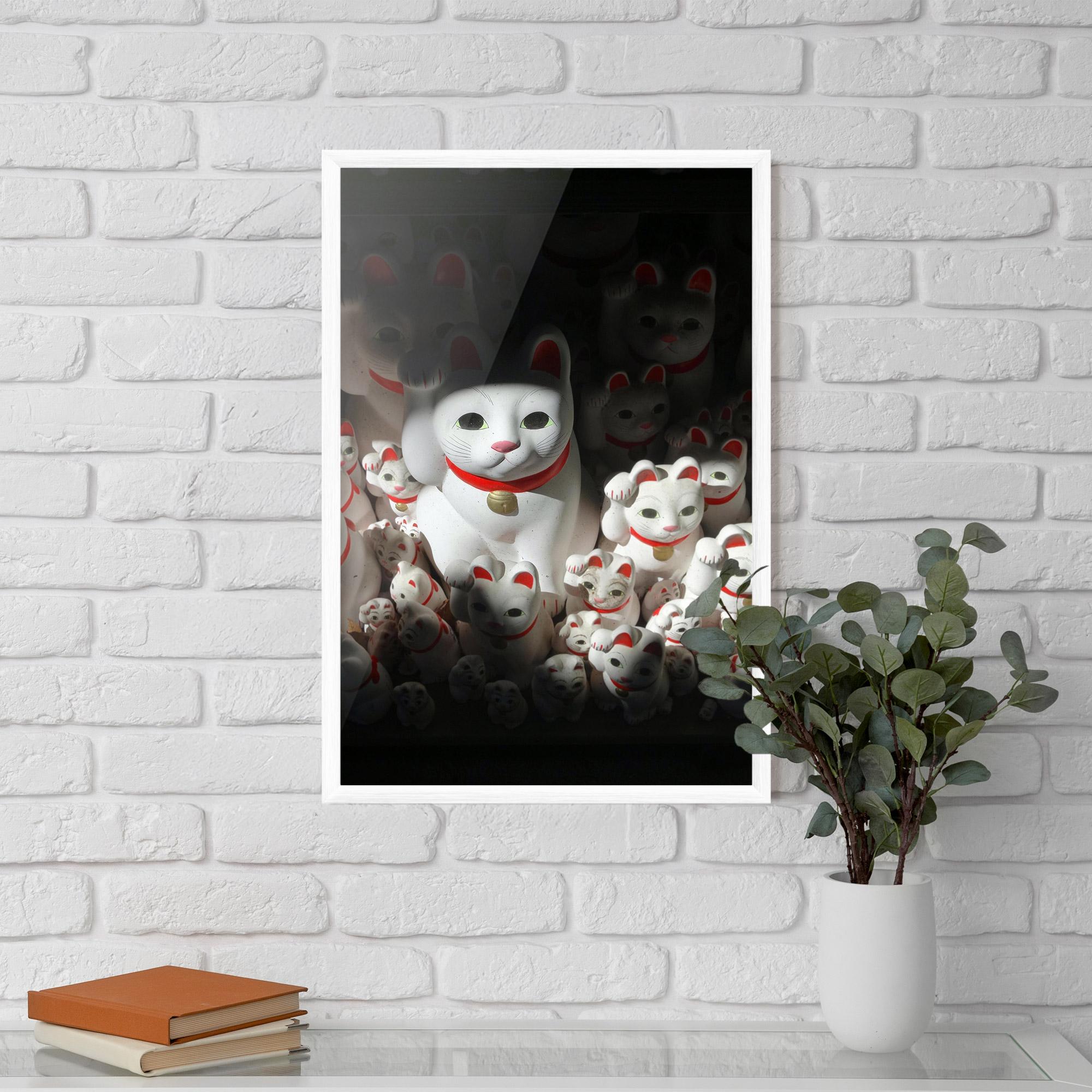 Poster Înrămat White Lucky Cats mockup 5