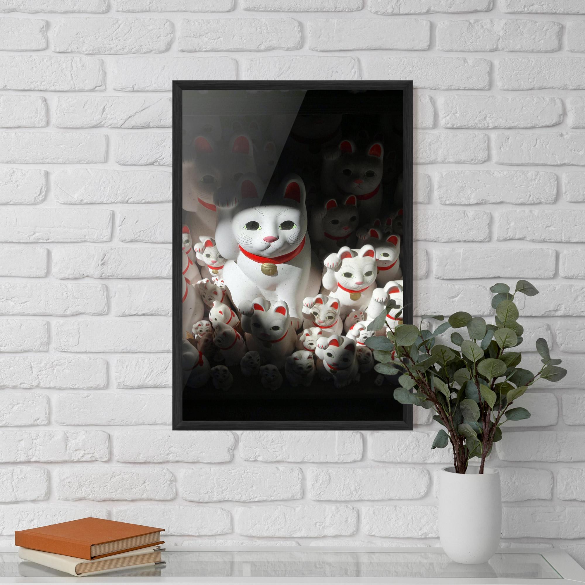 Poster Înrămat White Lucky Cats mockup 5