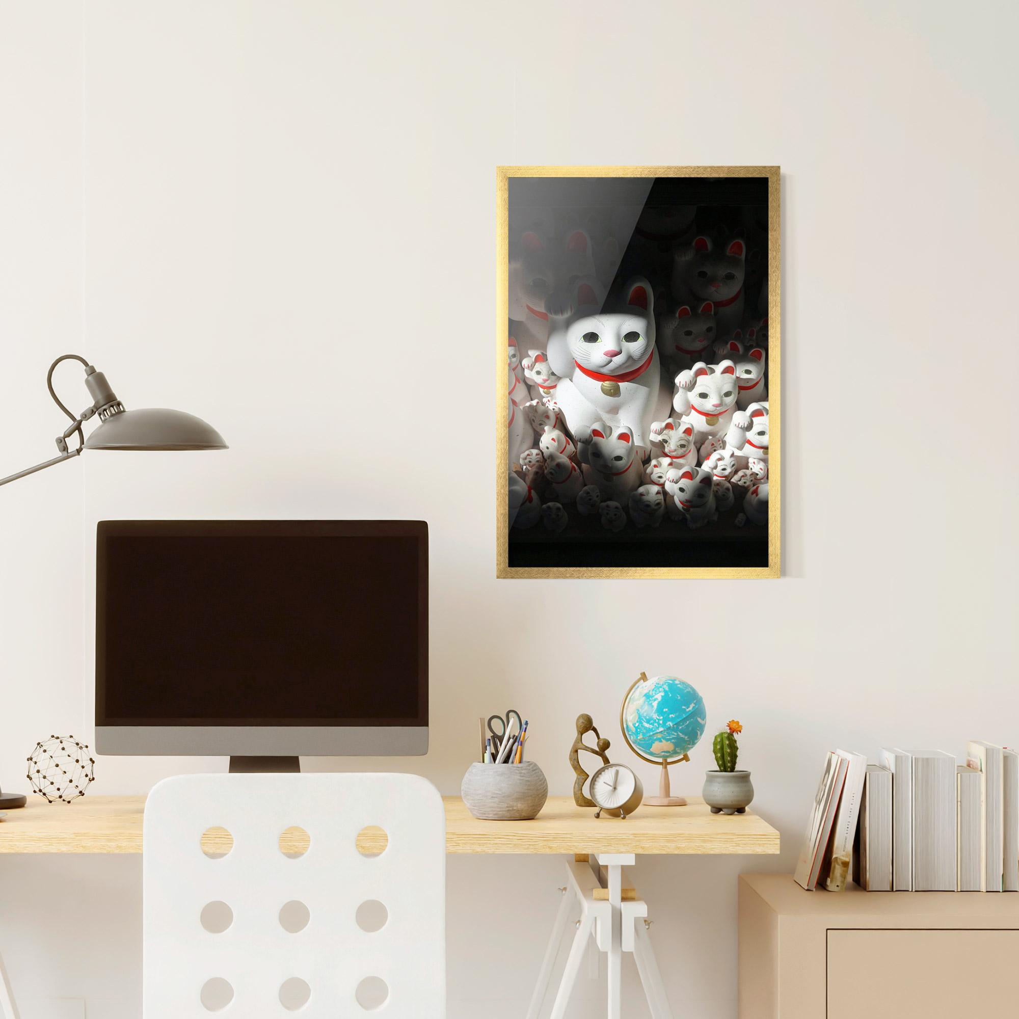 Poster Înrămat White Lucky Cats mockup 6