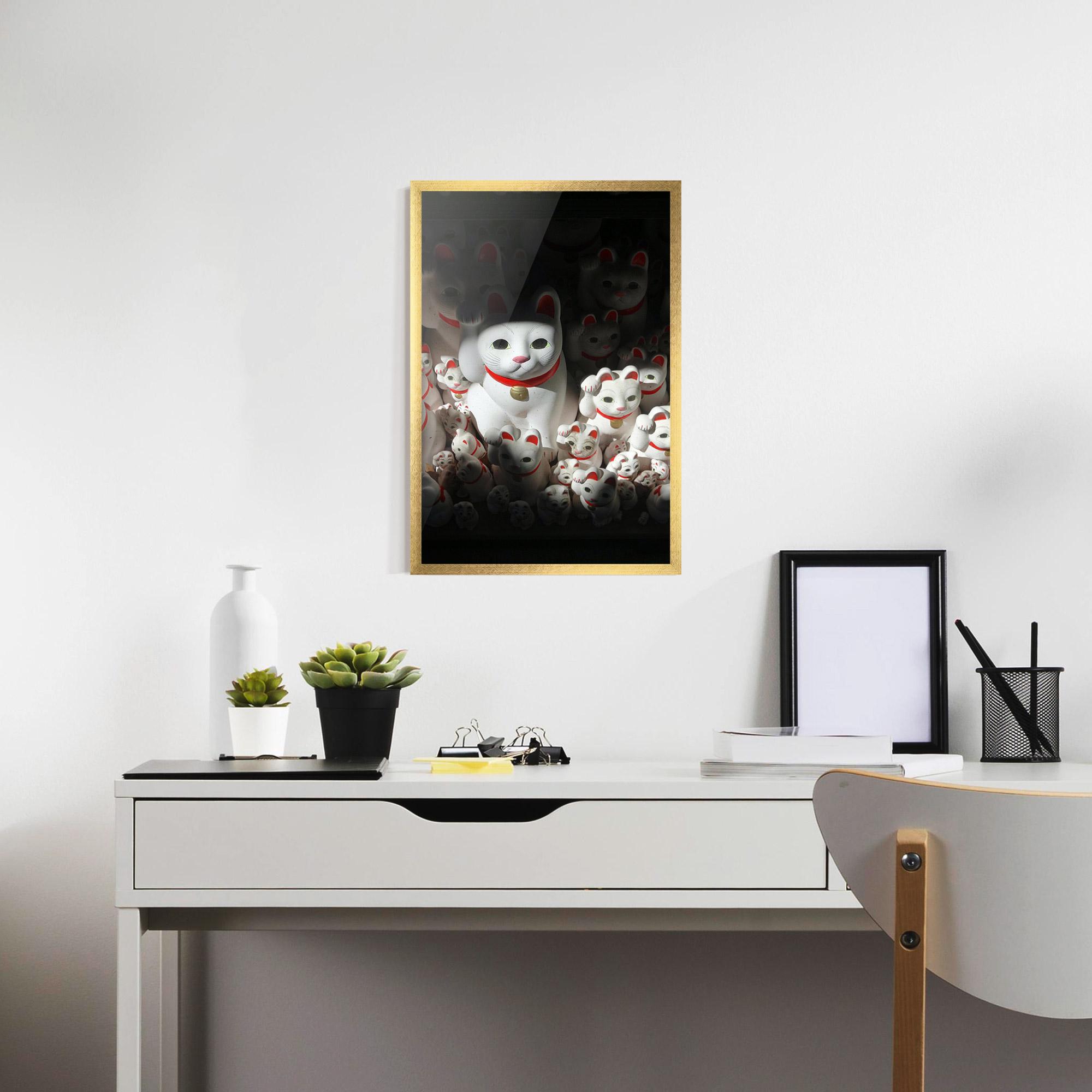 Poster Înrămat White Lucky Cats mockup 7