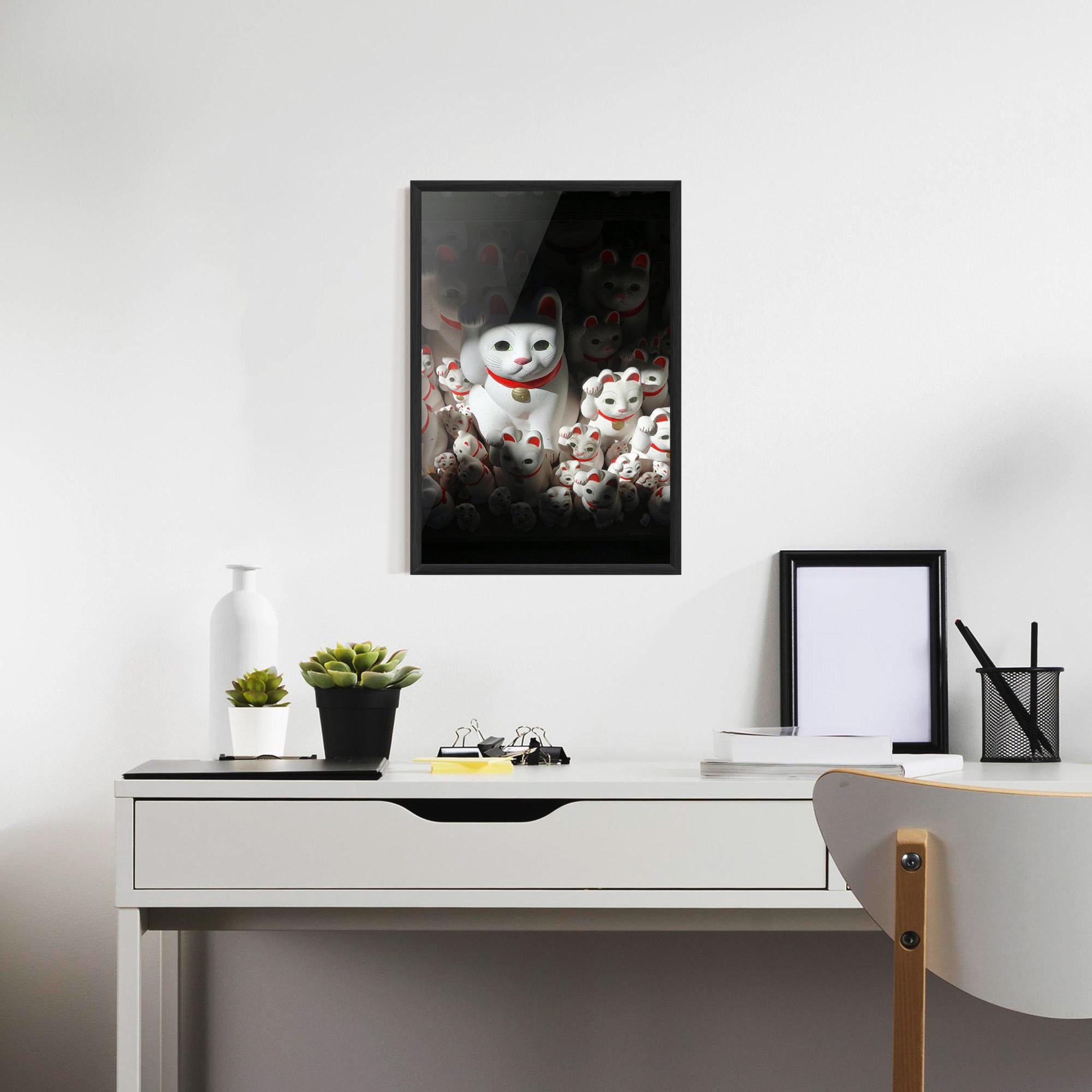 Poster Înrămat White Lucky Cats mockup 7