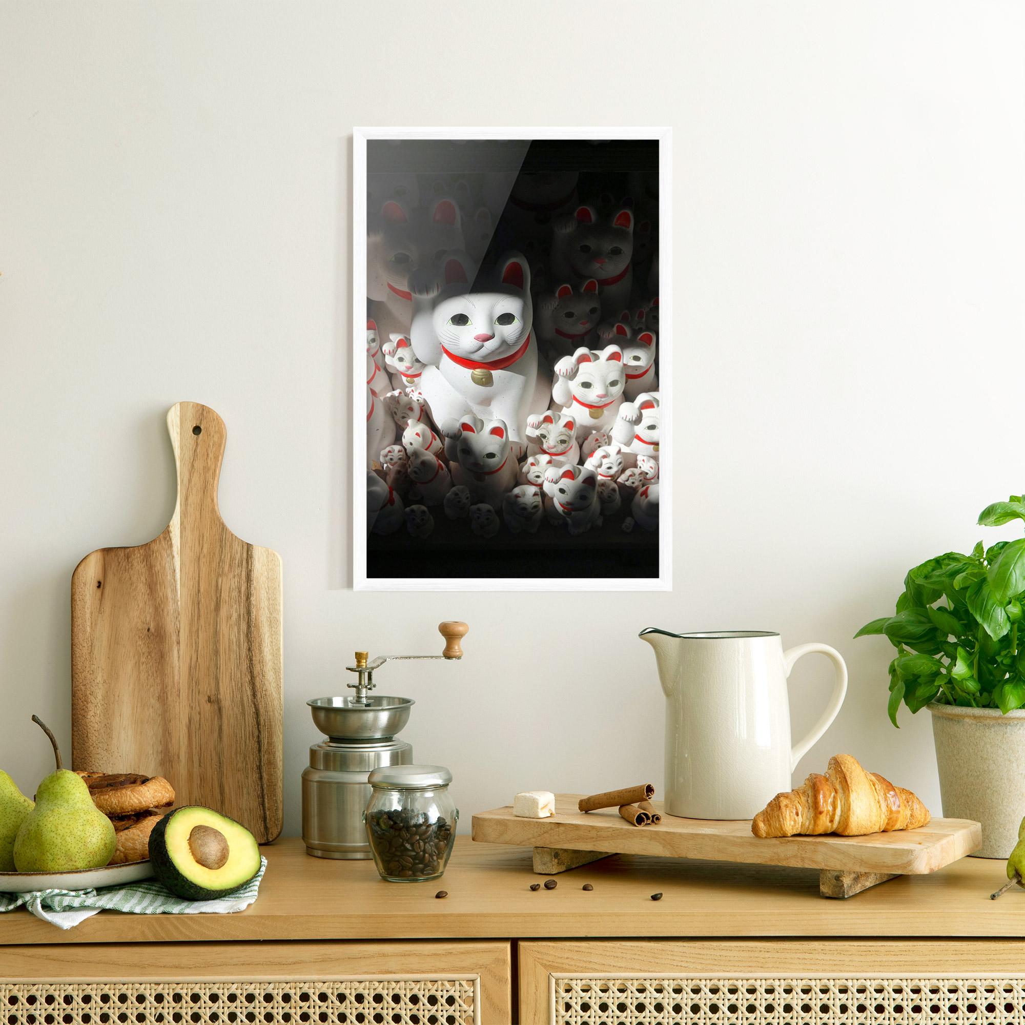 Poster Înrămat White Lucky Cats mockup 8