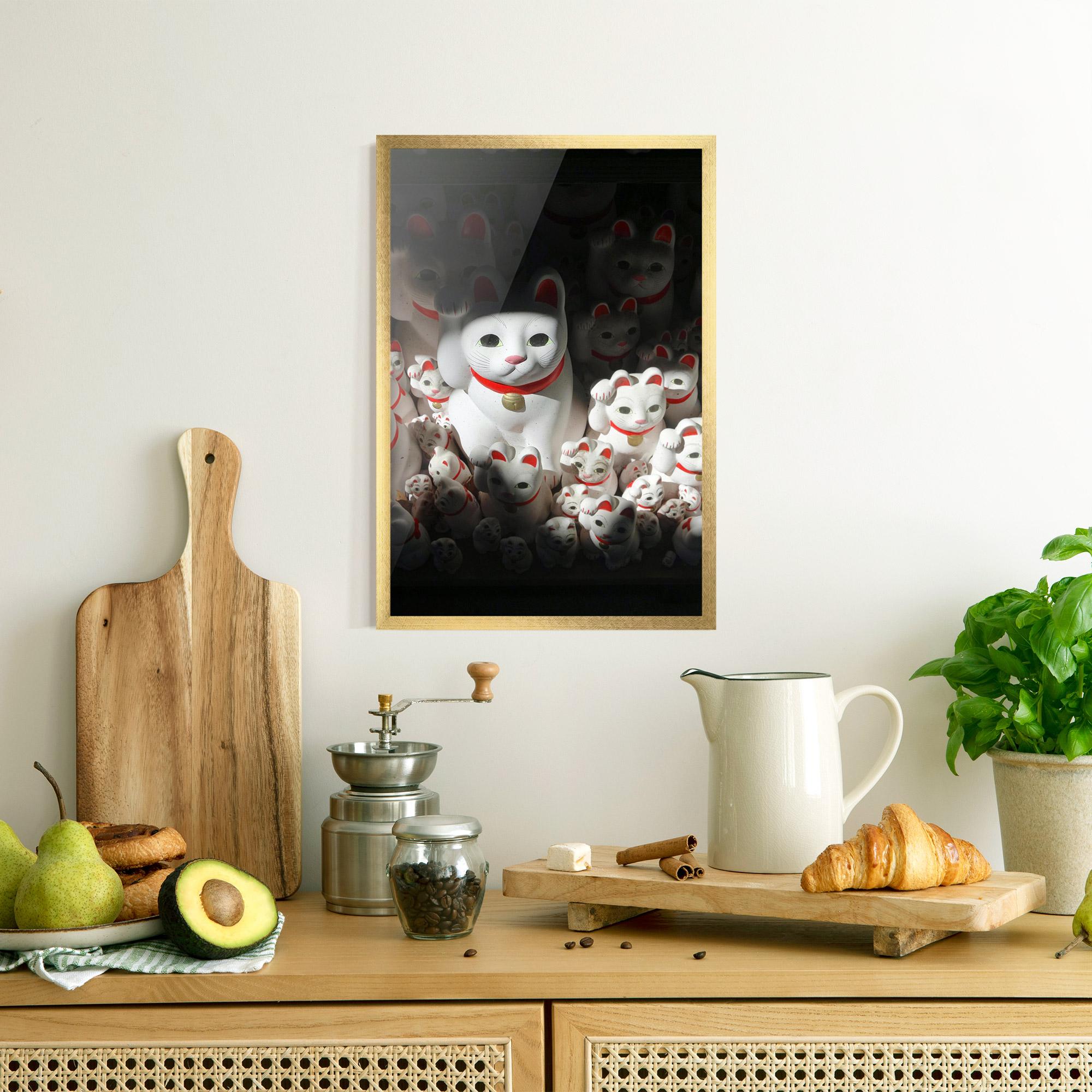 Poster Înrămat White Lucky Cats mockup 8