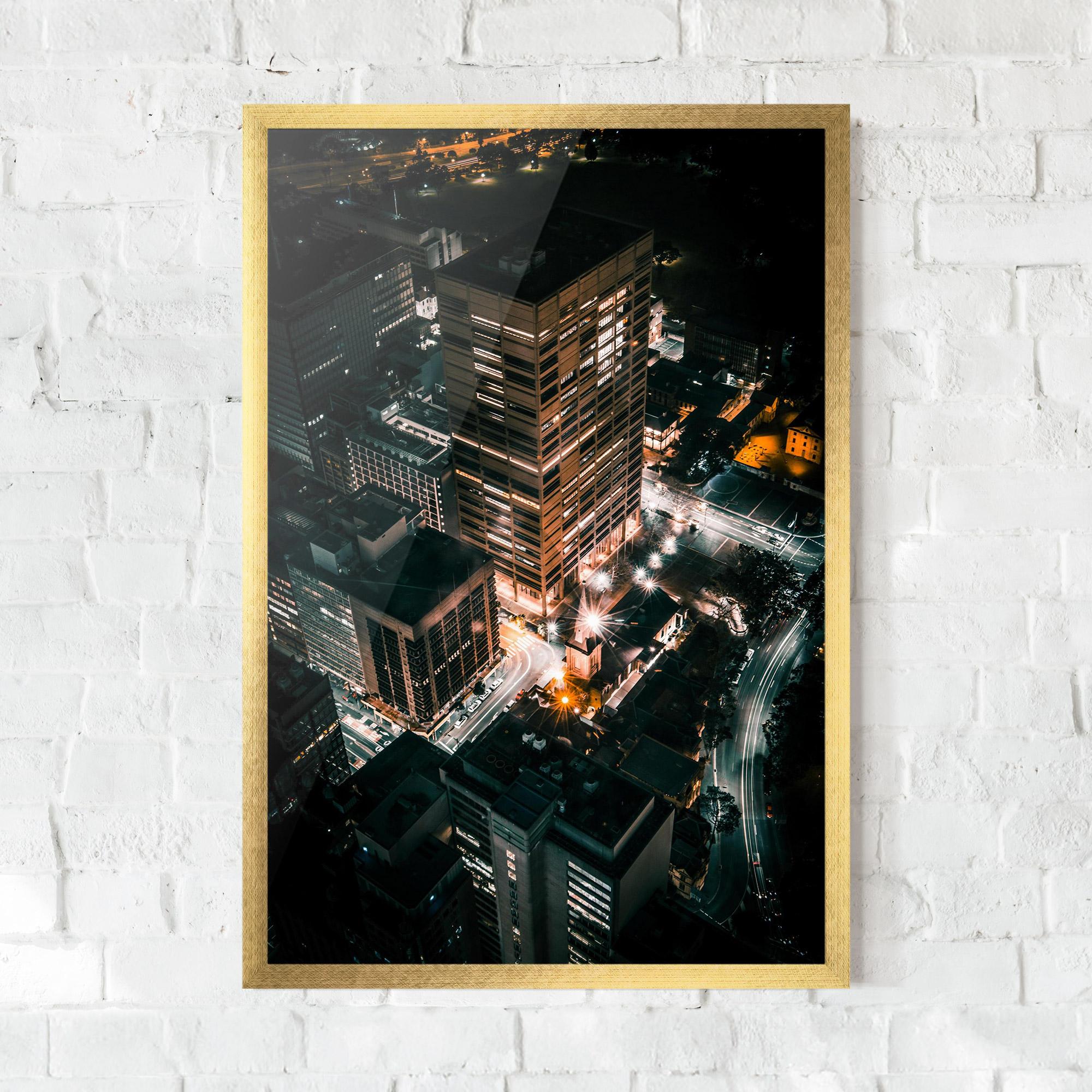 Poster Înrămat Cream Building Night mockup 0