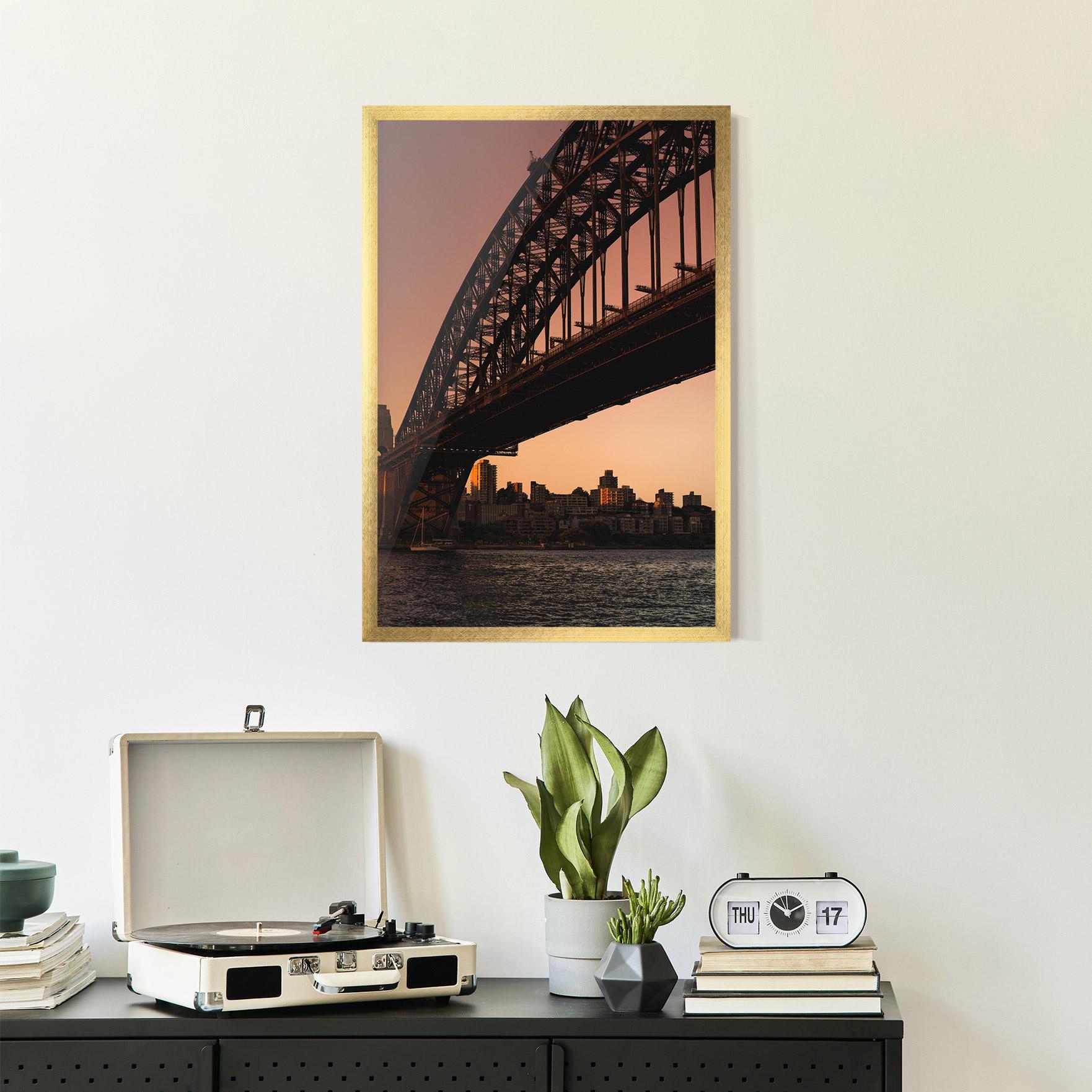 Poster Înrămat Sunset Harbour Bridge mockup 2