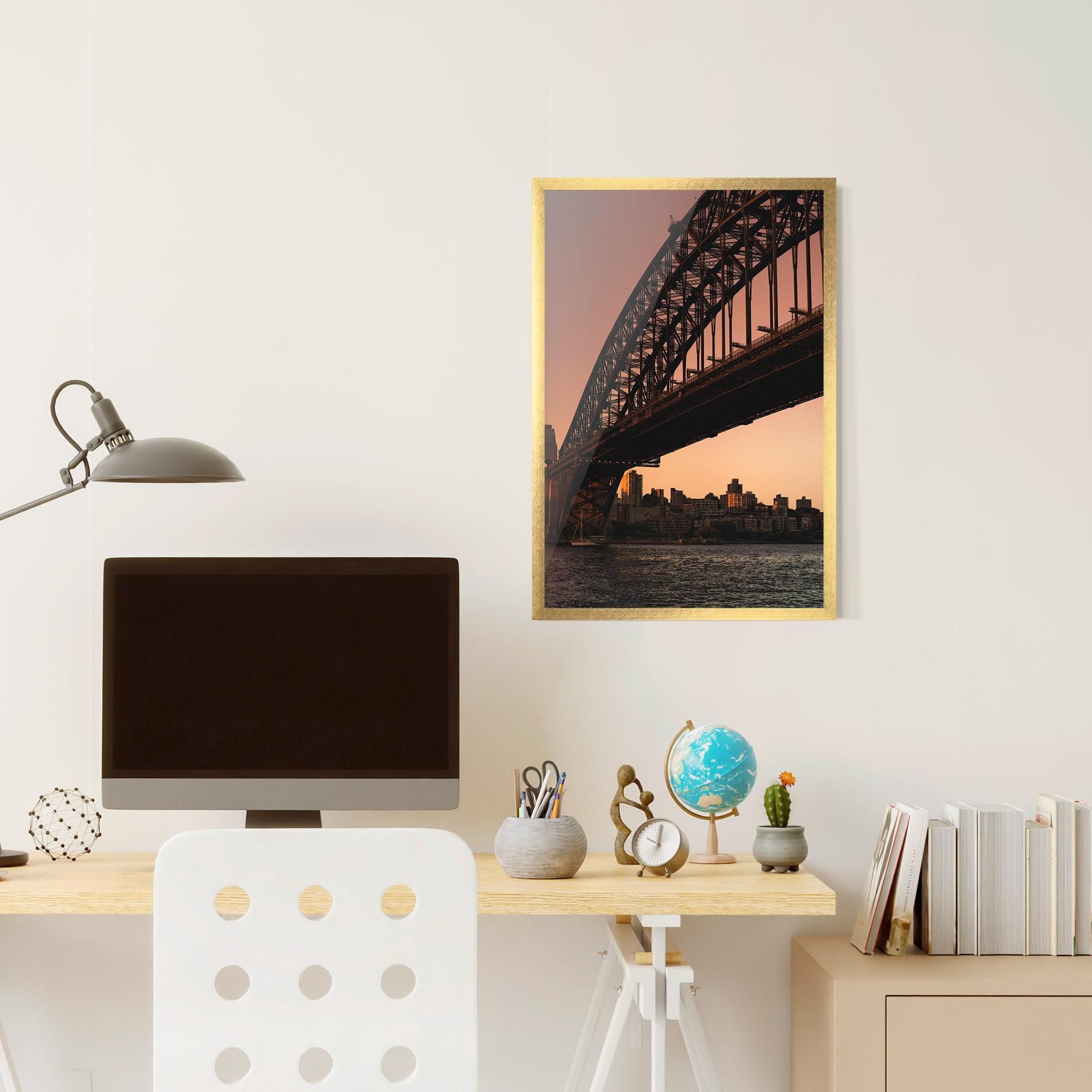 Poster Înrămat Sunset Harbour Bridge mockup 6