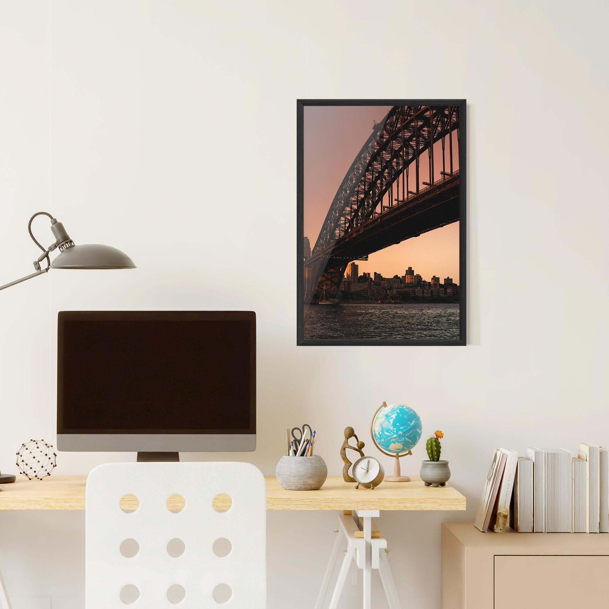 Poster Înrămat Sunset Harbour Bridge mockup 6