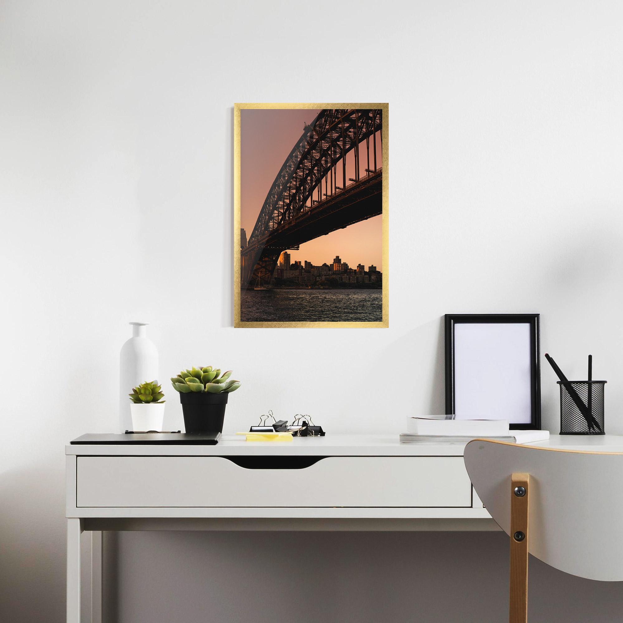 Poster Înrămat Sunset Harbour Bridge mockup 7