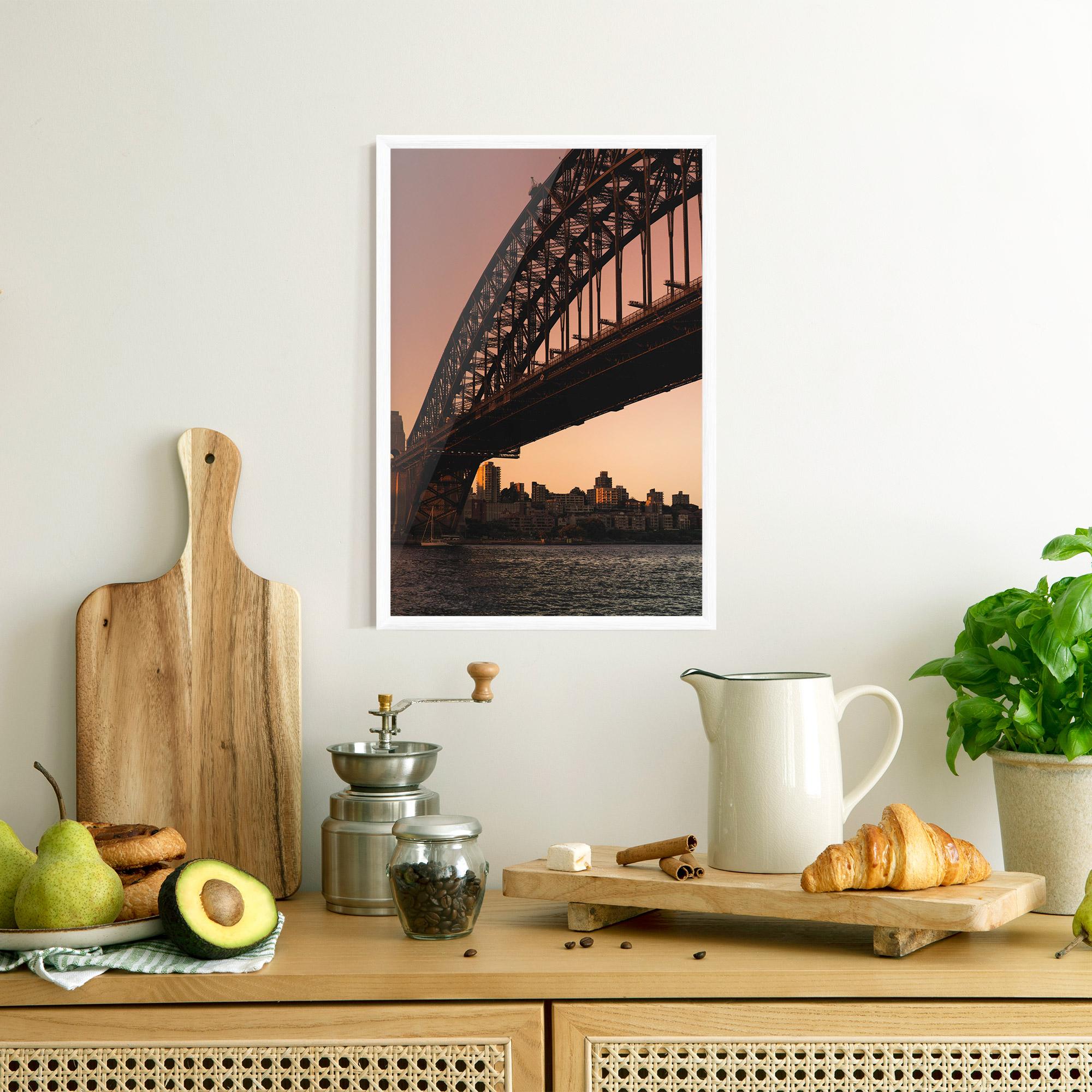 Poster Înrămat Sunset Harbour Bridge mockup 8