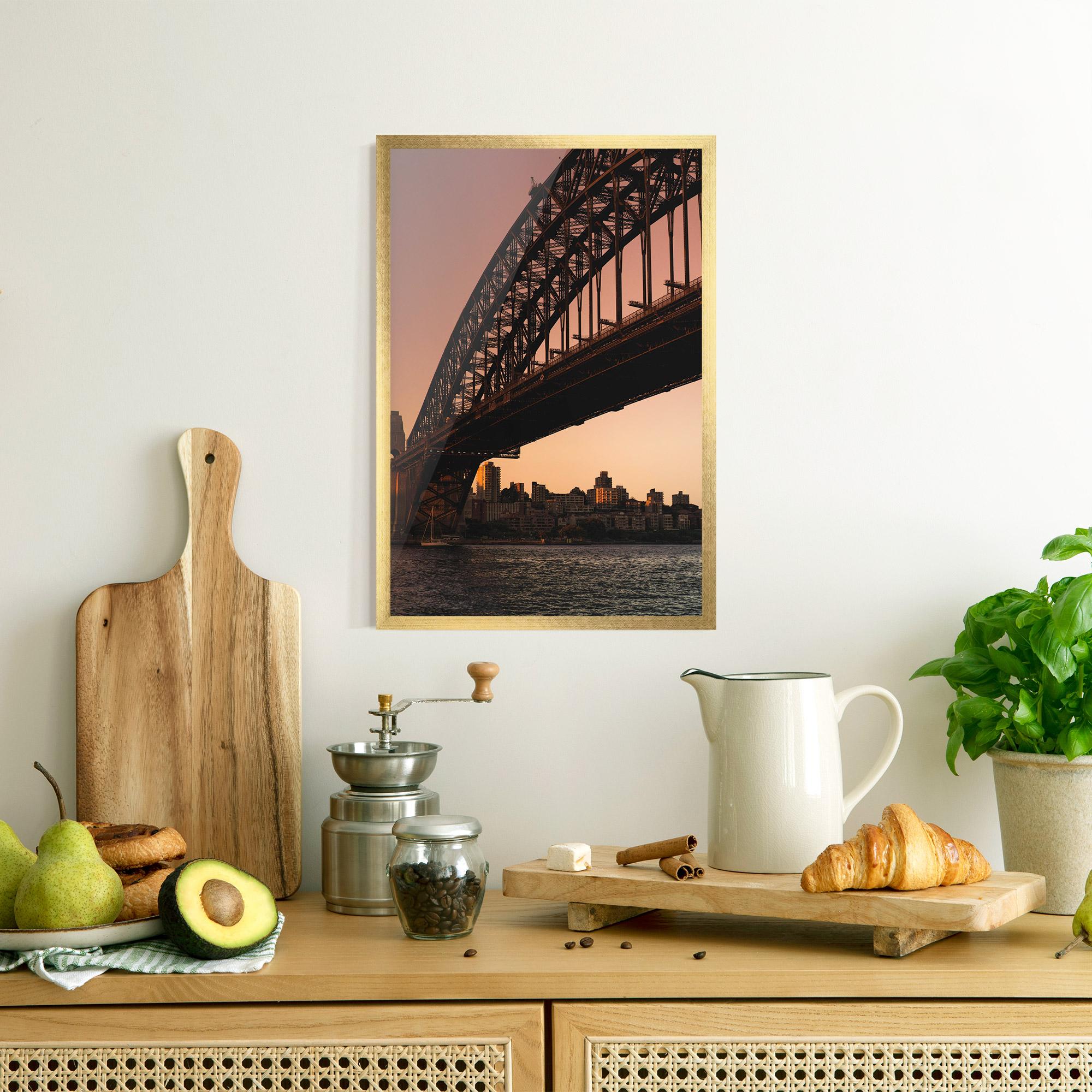 Poster Înrămat Sunset Harbour Bridge mockup 8