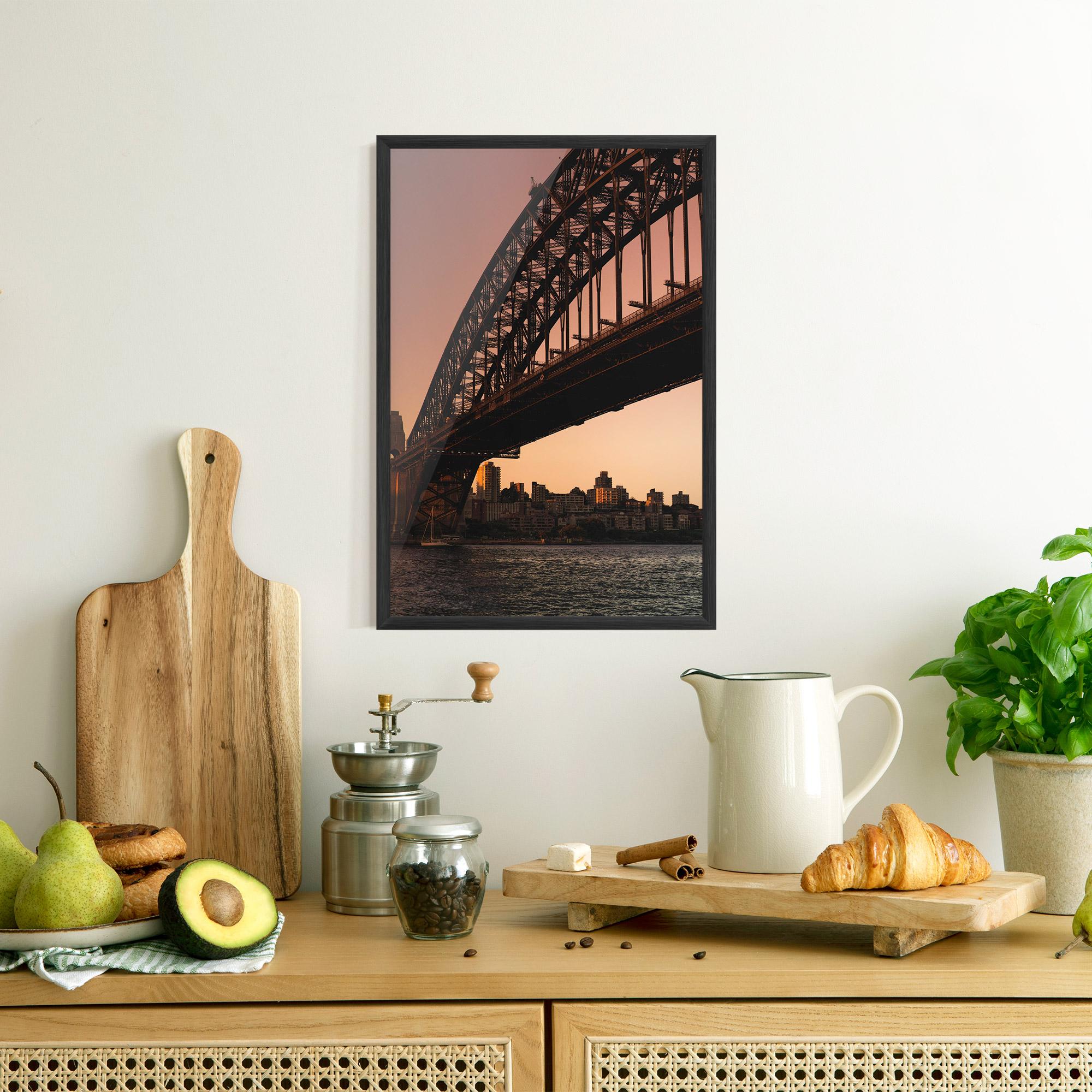 Poster Înrămat Sunset Harbour Bridge mockup 8