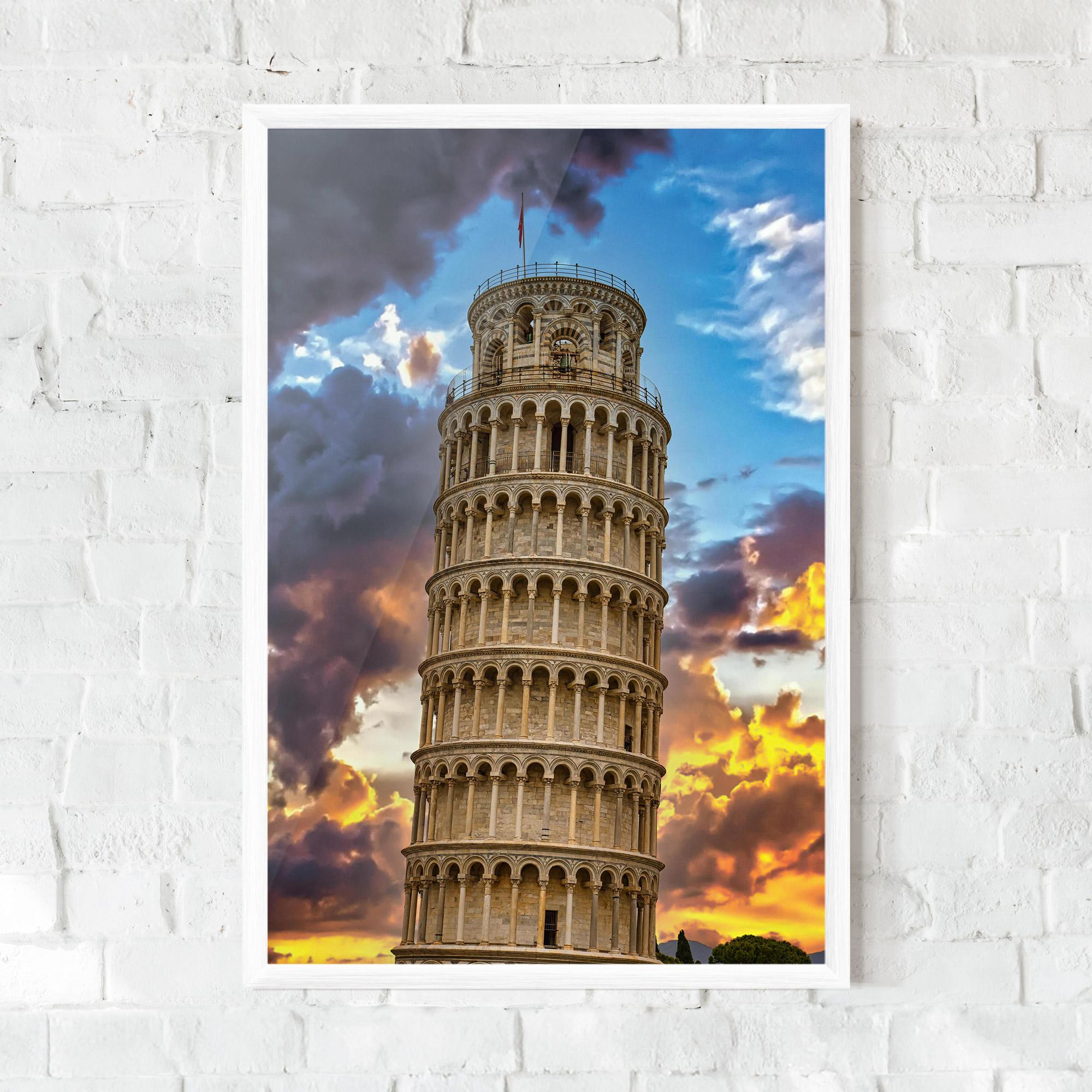 Poster Înrămat Tower Of Pisa Sunset mockup 0