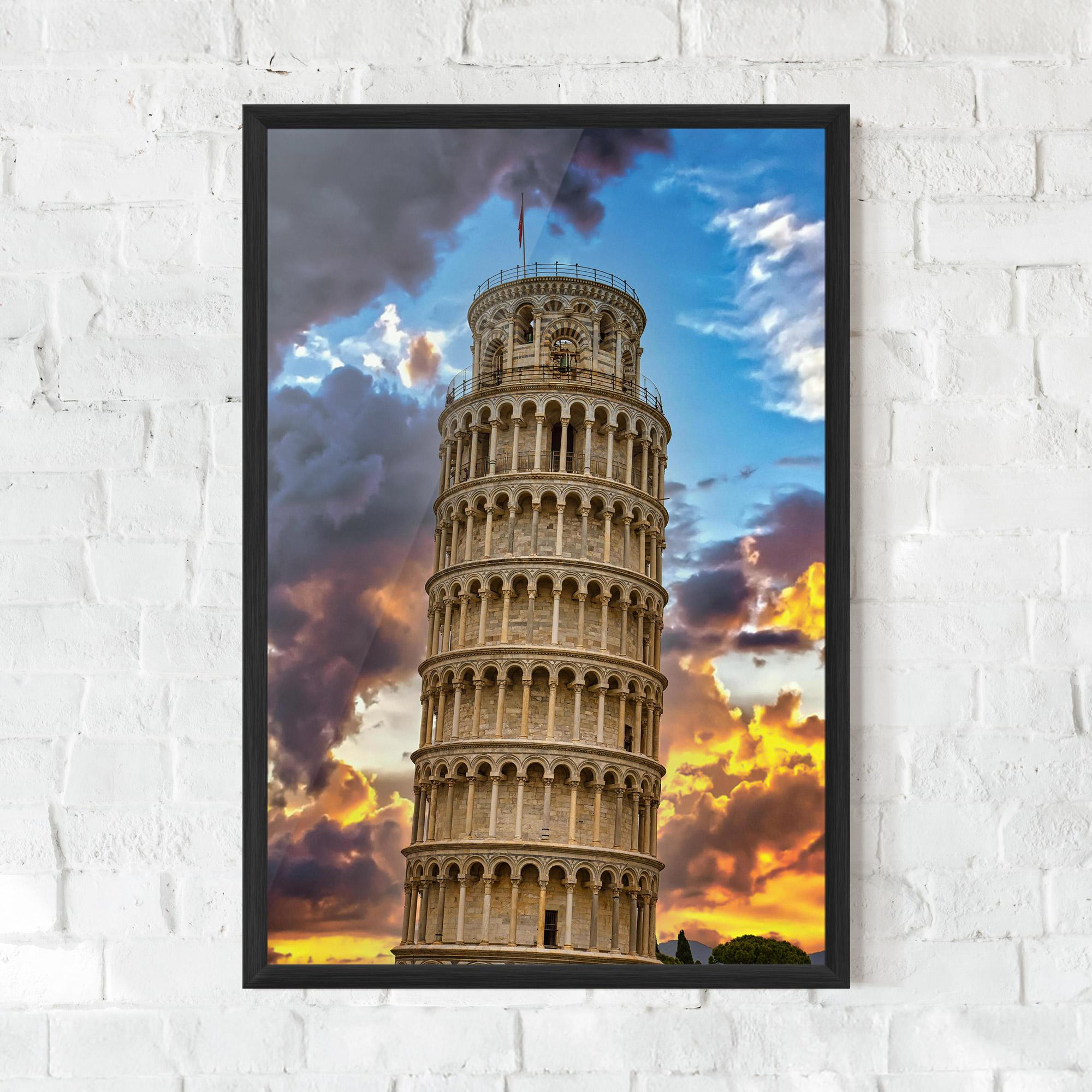 Poster Înrămat Tower Of Pisa Sunset mockup 0