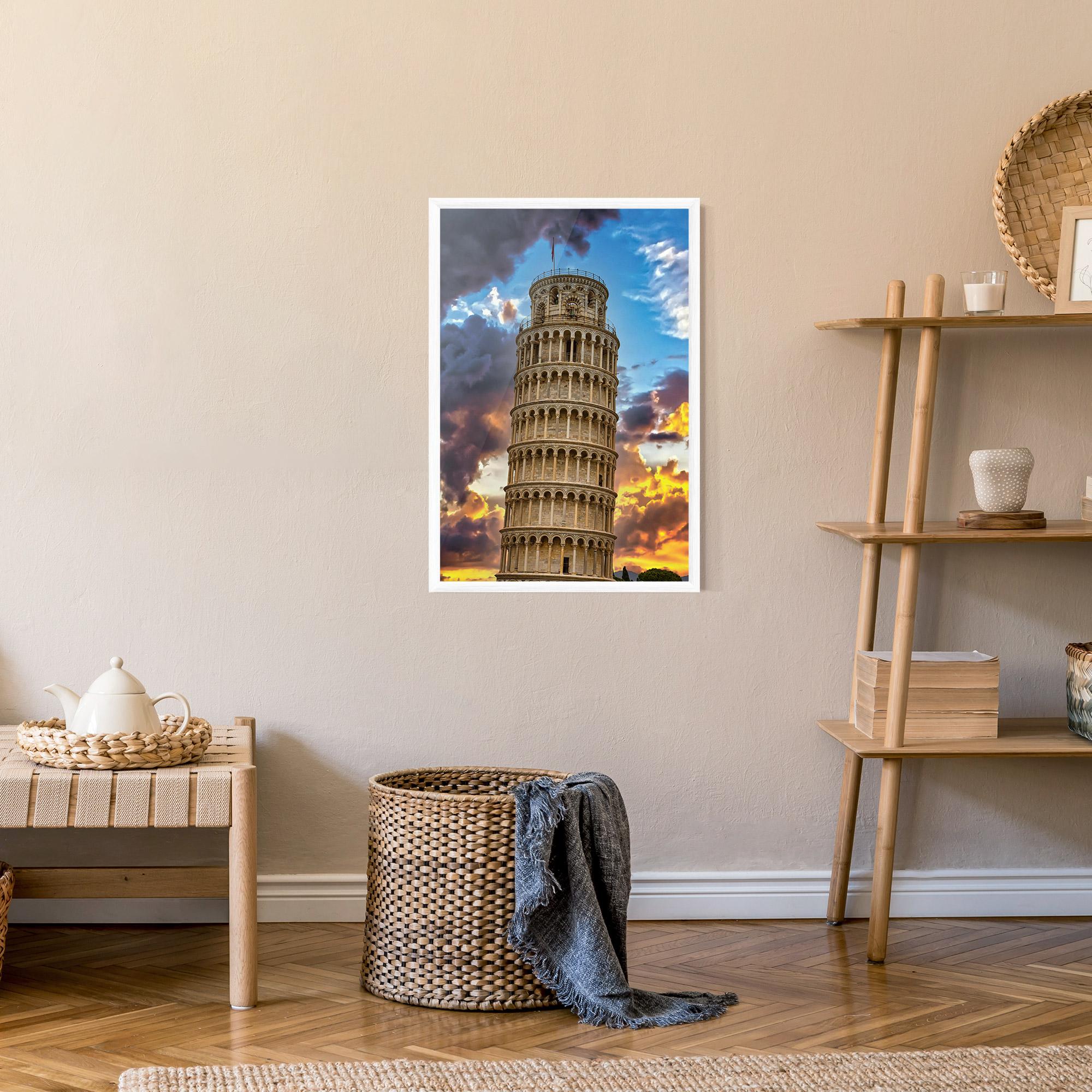 Poster Înrămat Tower Of Pisa Sunset mockup 9