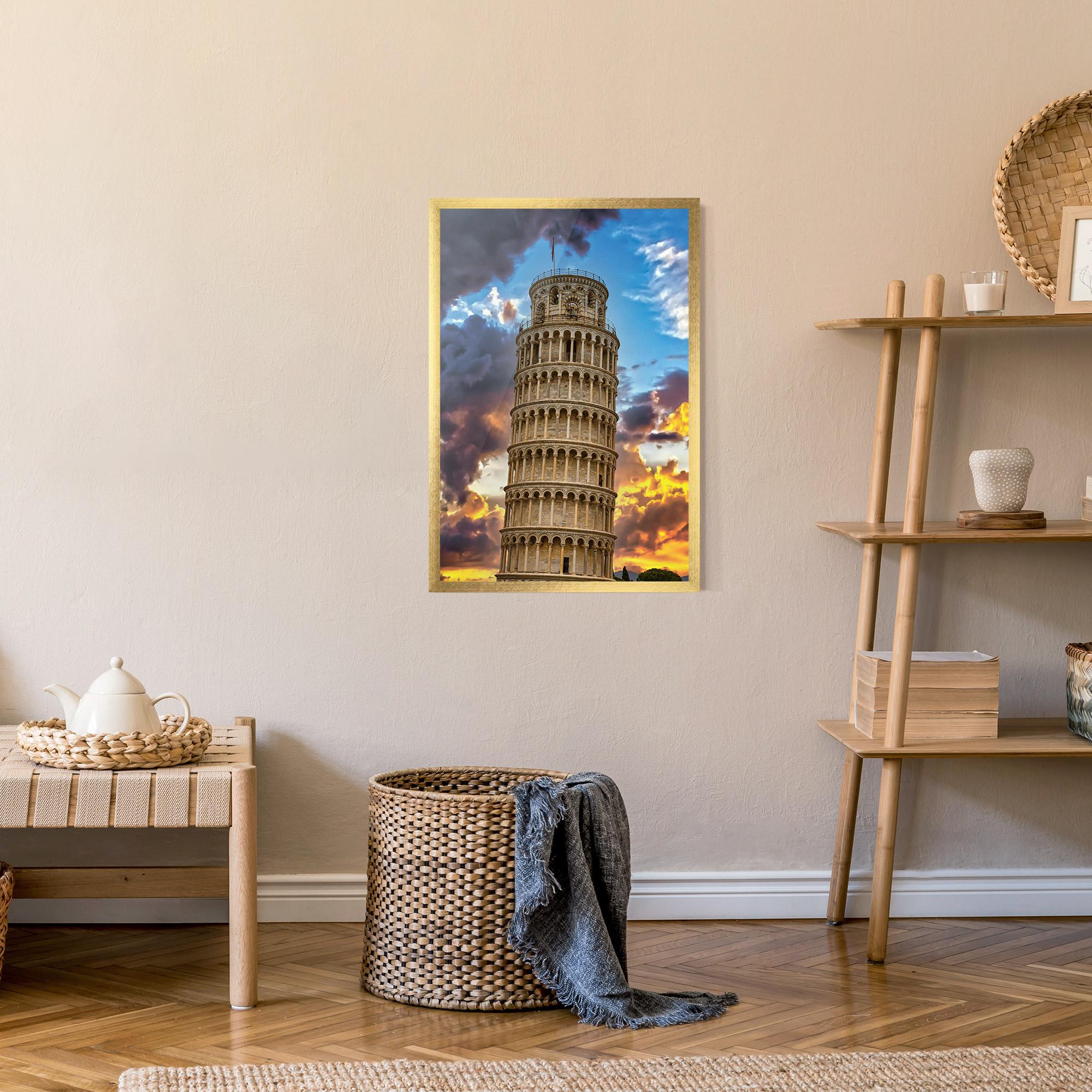 Poster Înrămat Tower Of Pisa Sunset mockup 9