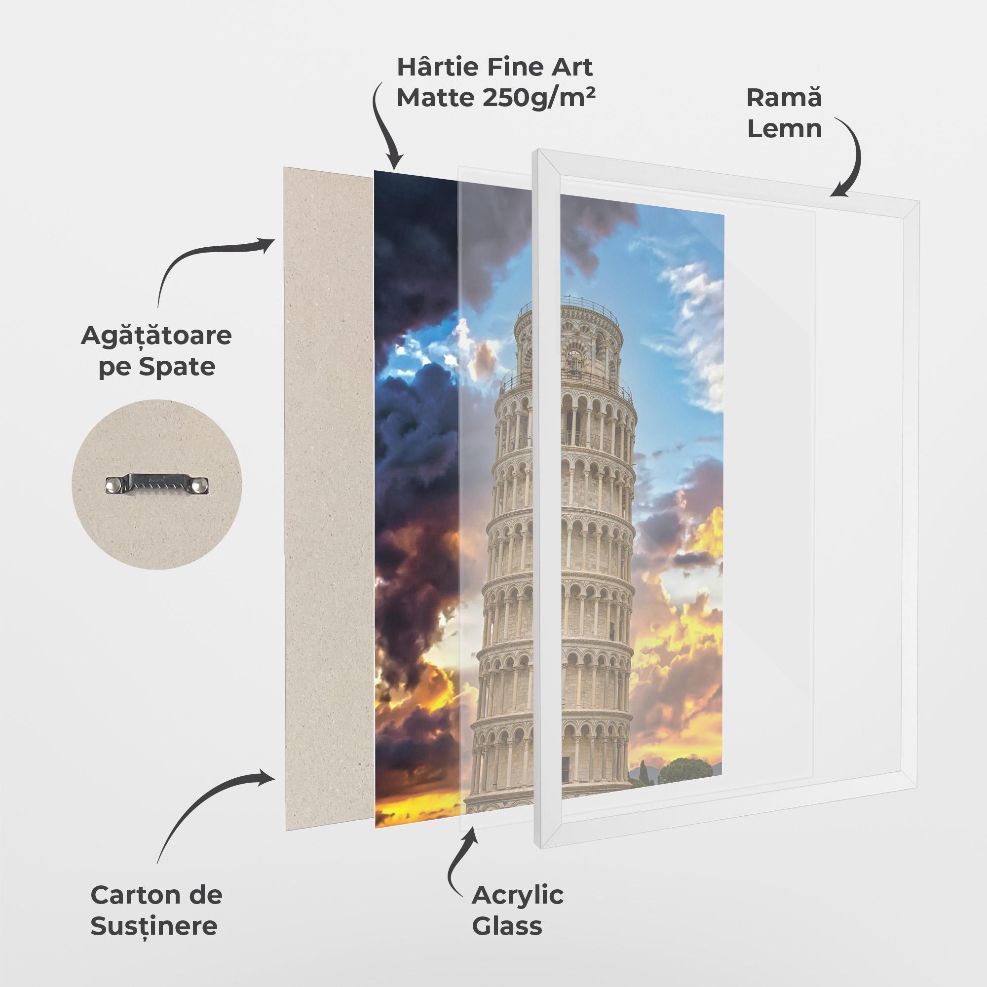 Poster Înrămat Tower Of Pisa Sunset mockup 1