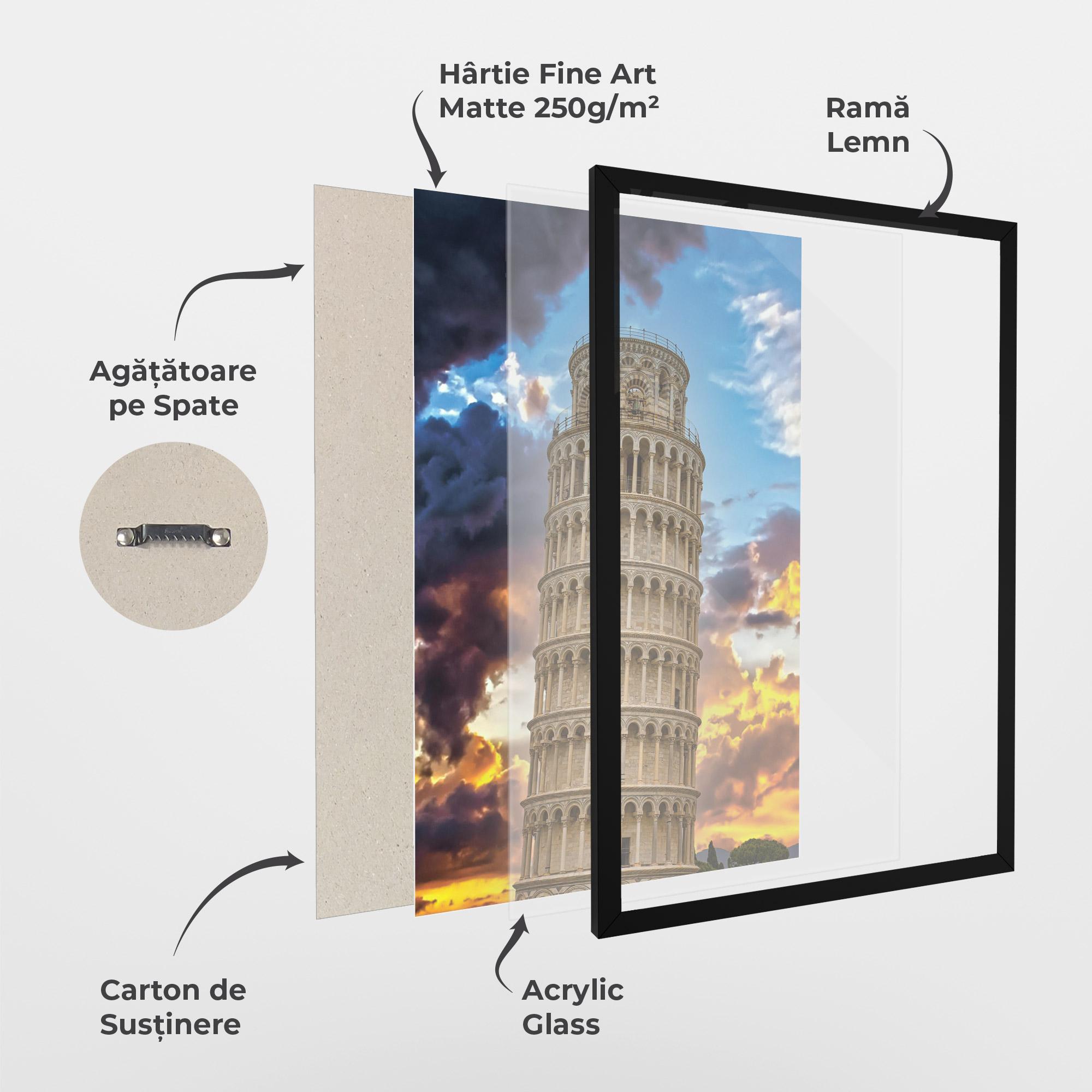 Poster Înrămat Tower Of Pisa Sunset mockup 1