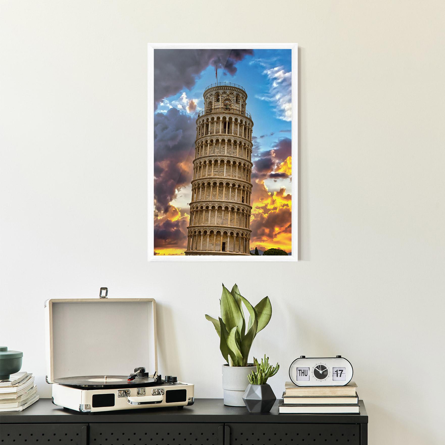 Poster Înrămat Tower Of Pisa Sunset mockup 2