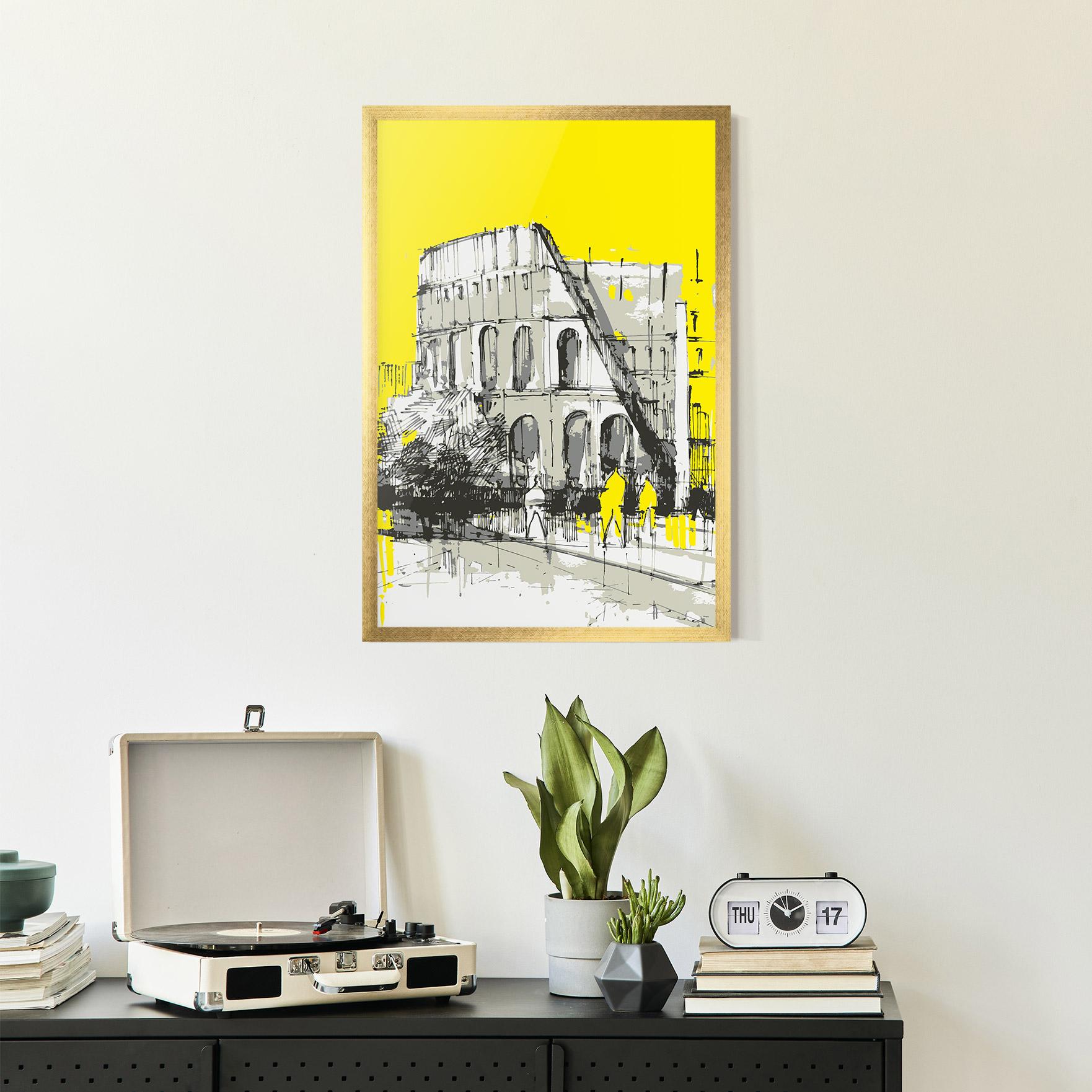 Poster Înrămat Yellow Colosseum mockup 2
