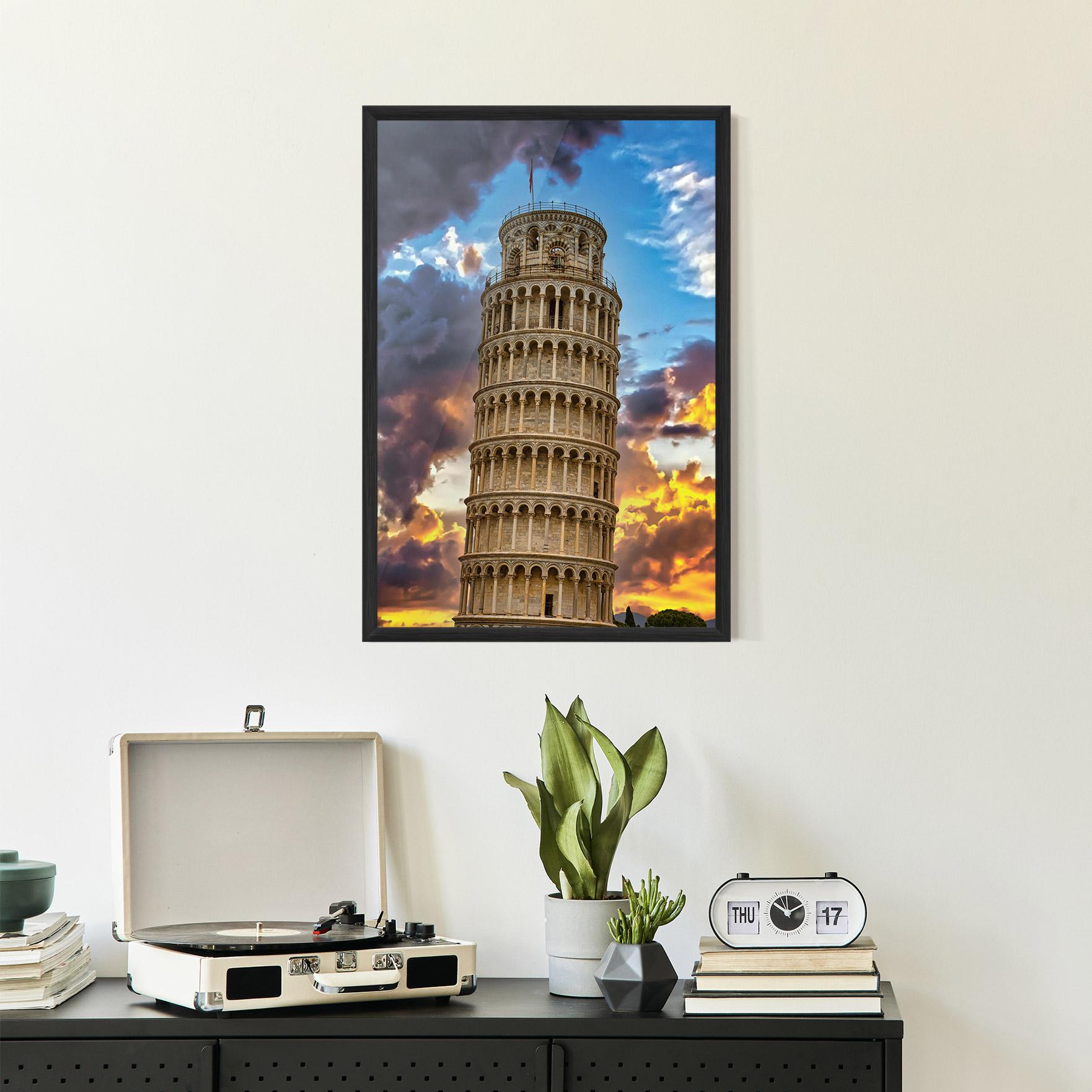 Poster Înrămat Tower Of Pisa Sunset mockup 2