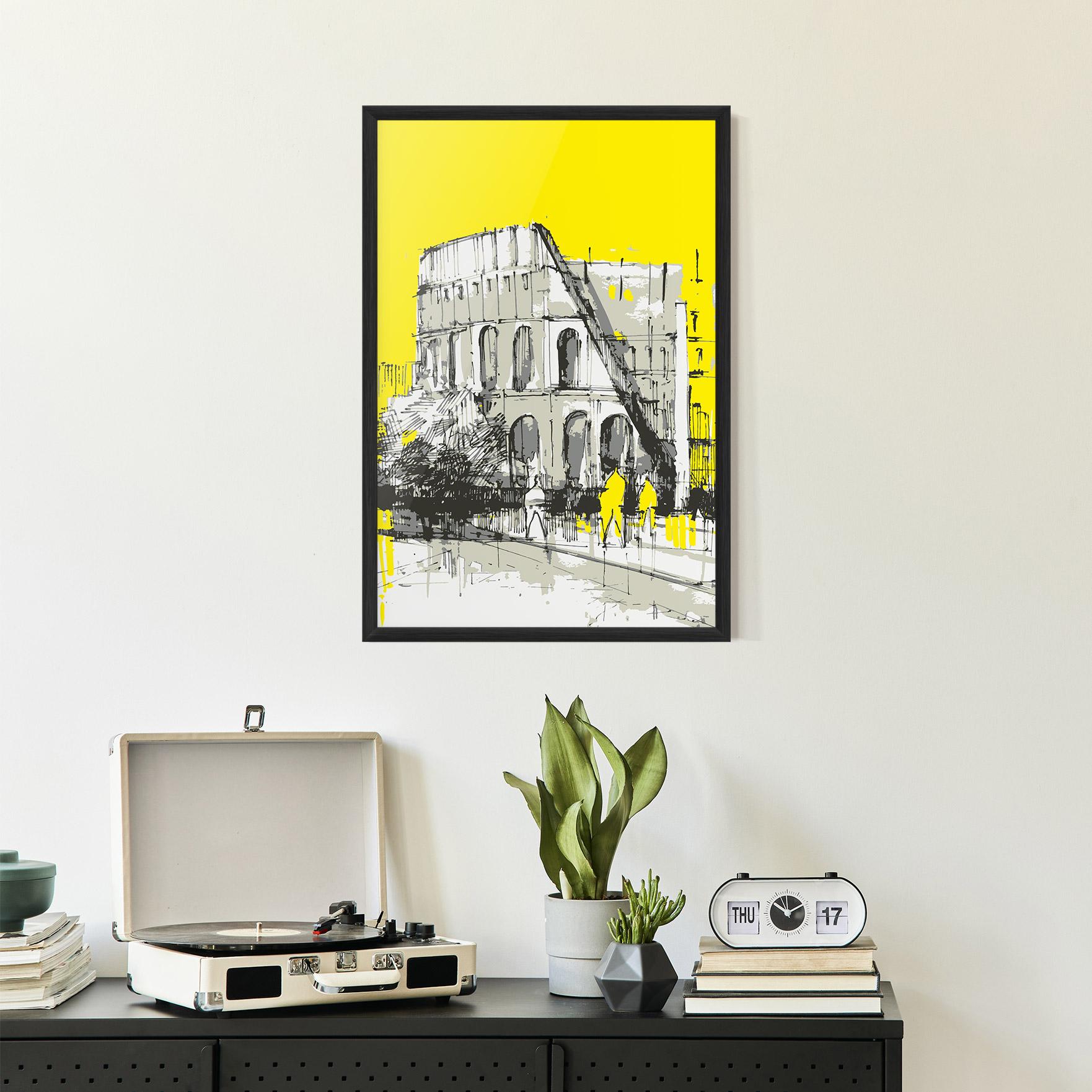 Poster Înrămat Yellow Colosseum mockup 2