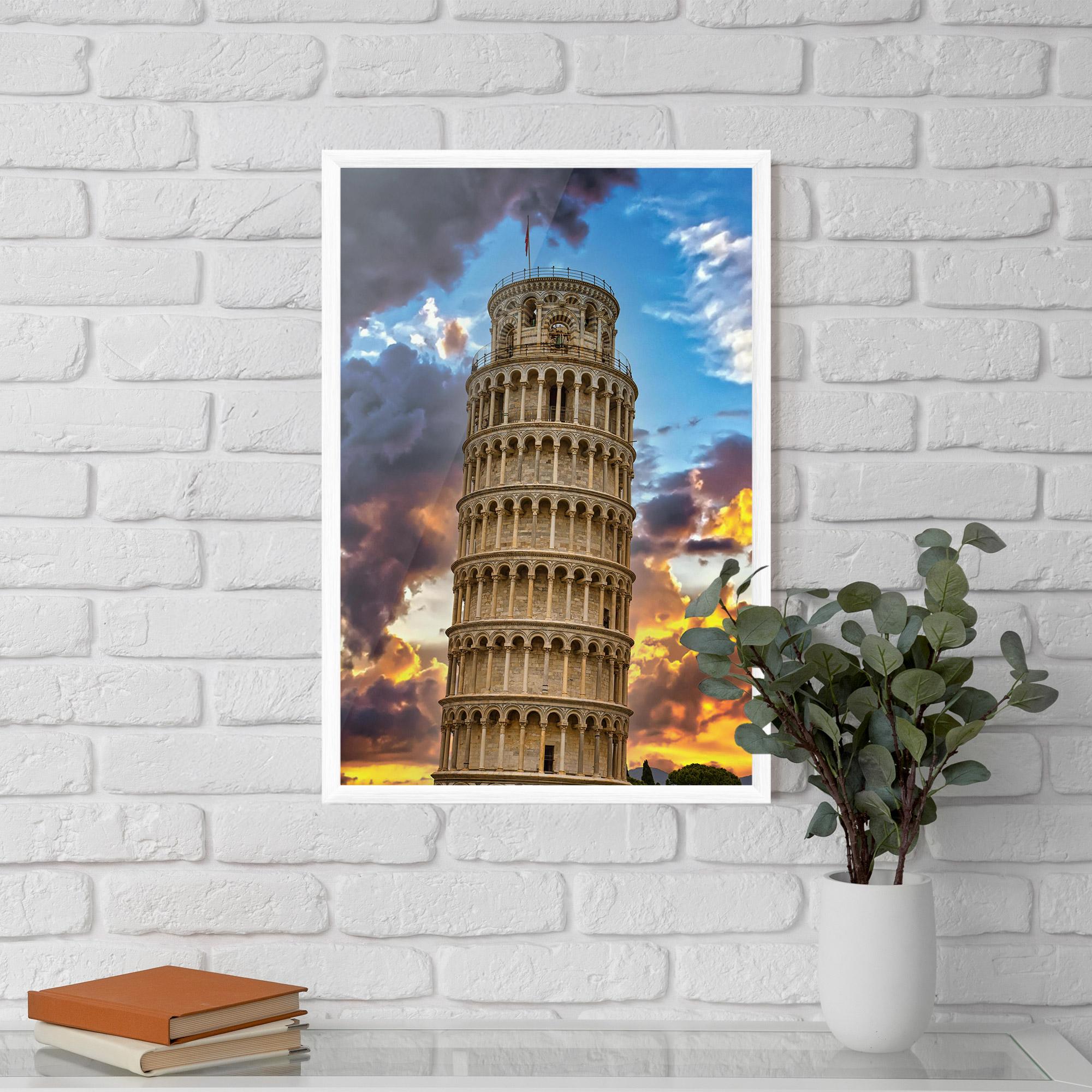 Poster Înrămat Tower Of Pisa Sunset mockup 5