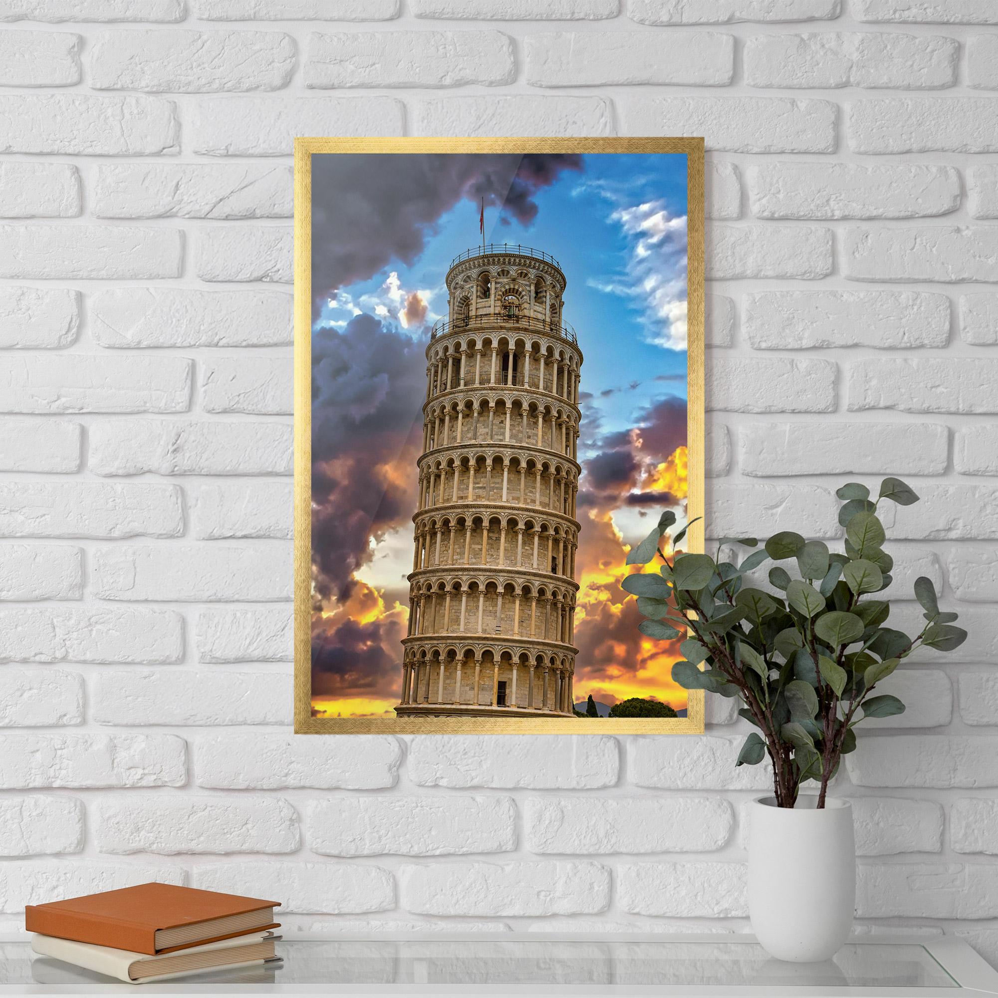 Poster Înrămat Tower Of Pisa Sunset mockup 5