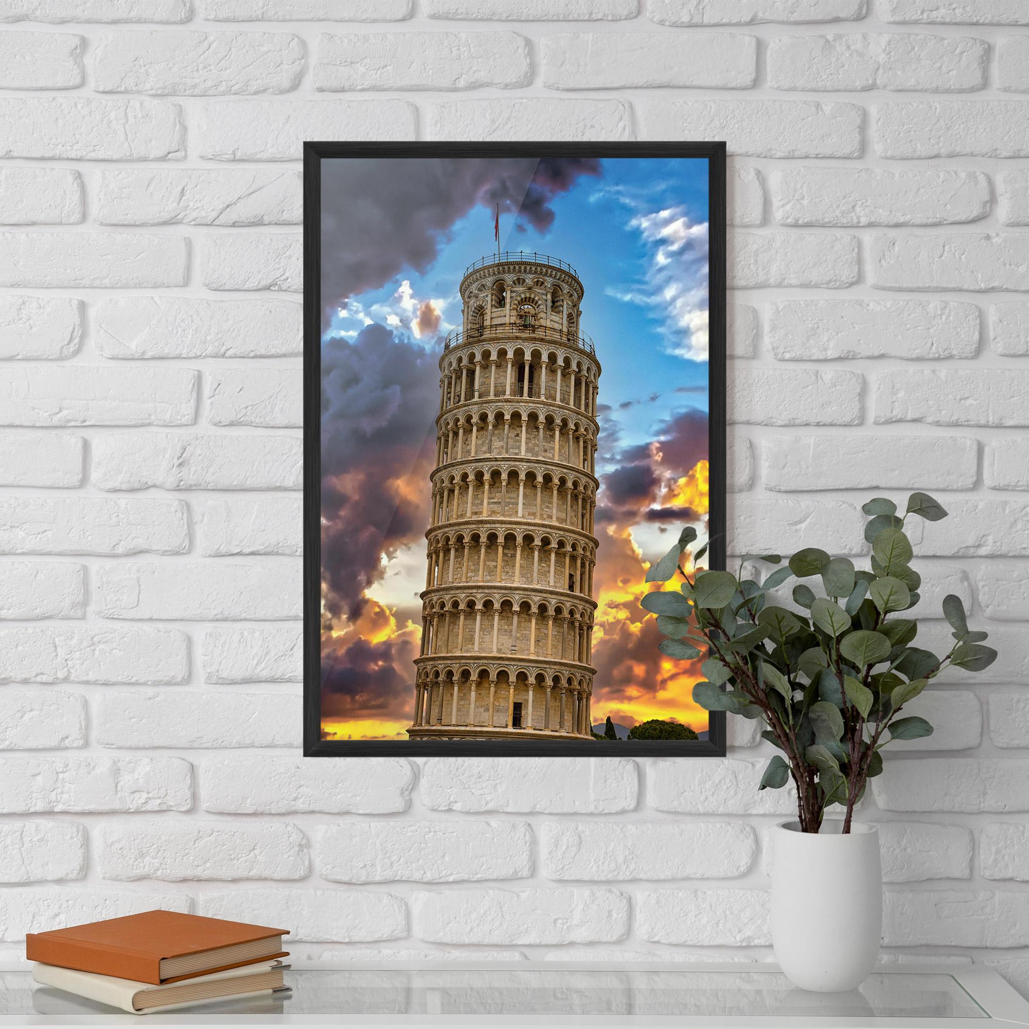 Poster Înrămat Tower Of Pisa Sunset mockup 5