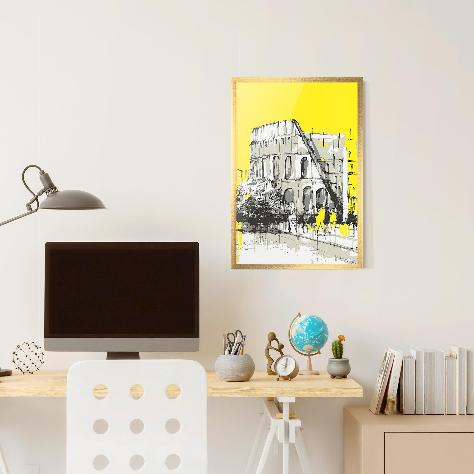 Poster Înrămat Yellow Colosseum mockup 6