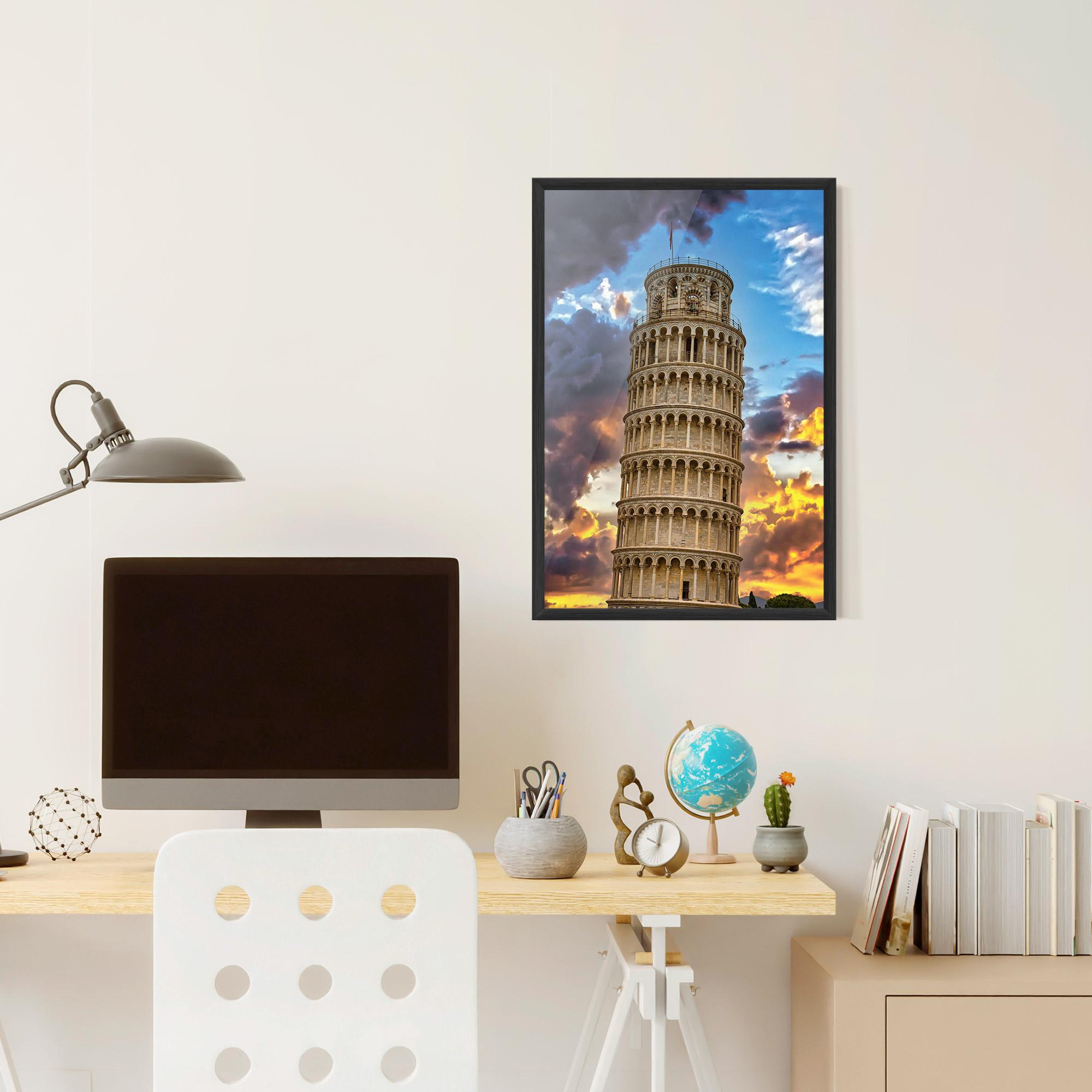 Poster Înrămat Tower Of Pisa Sunset mockup 6