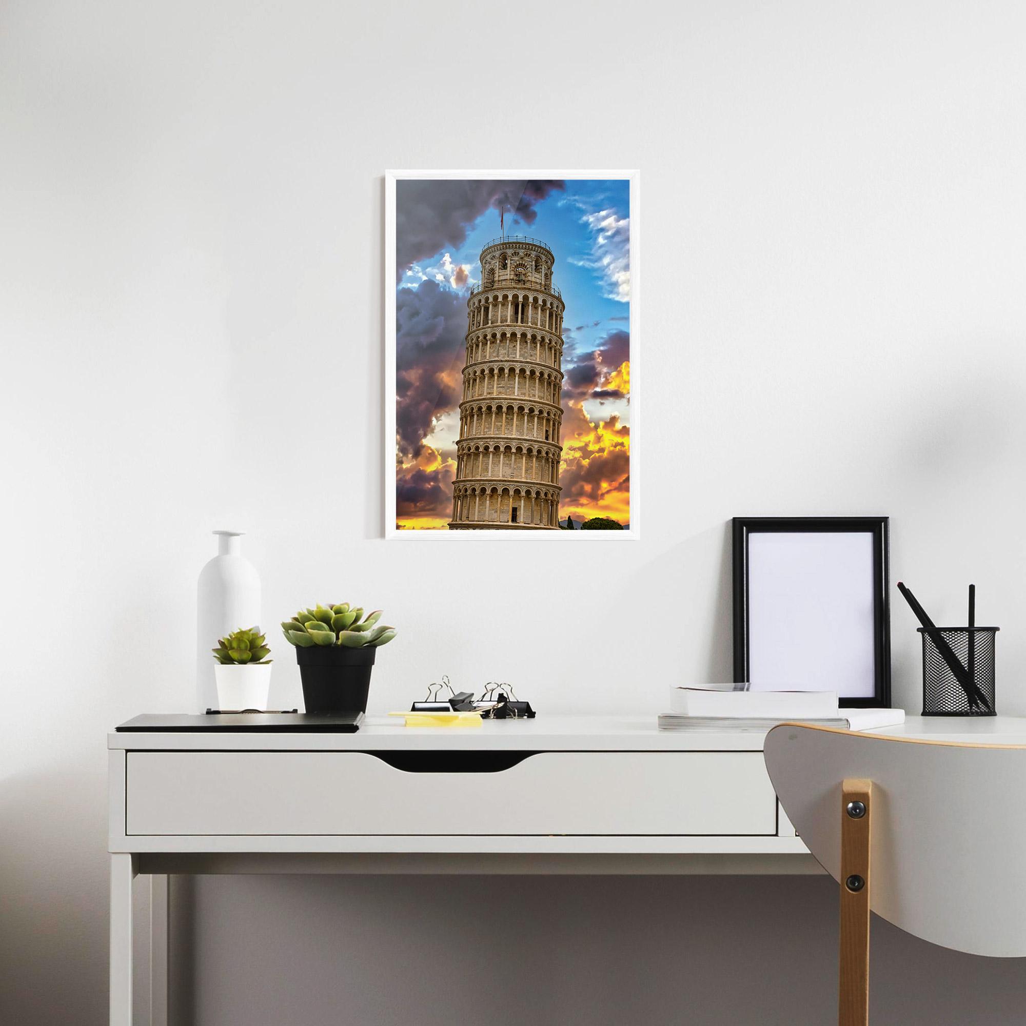 Poster Înrămat Tower Of Pisa Sunset mockup 7