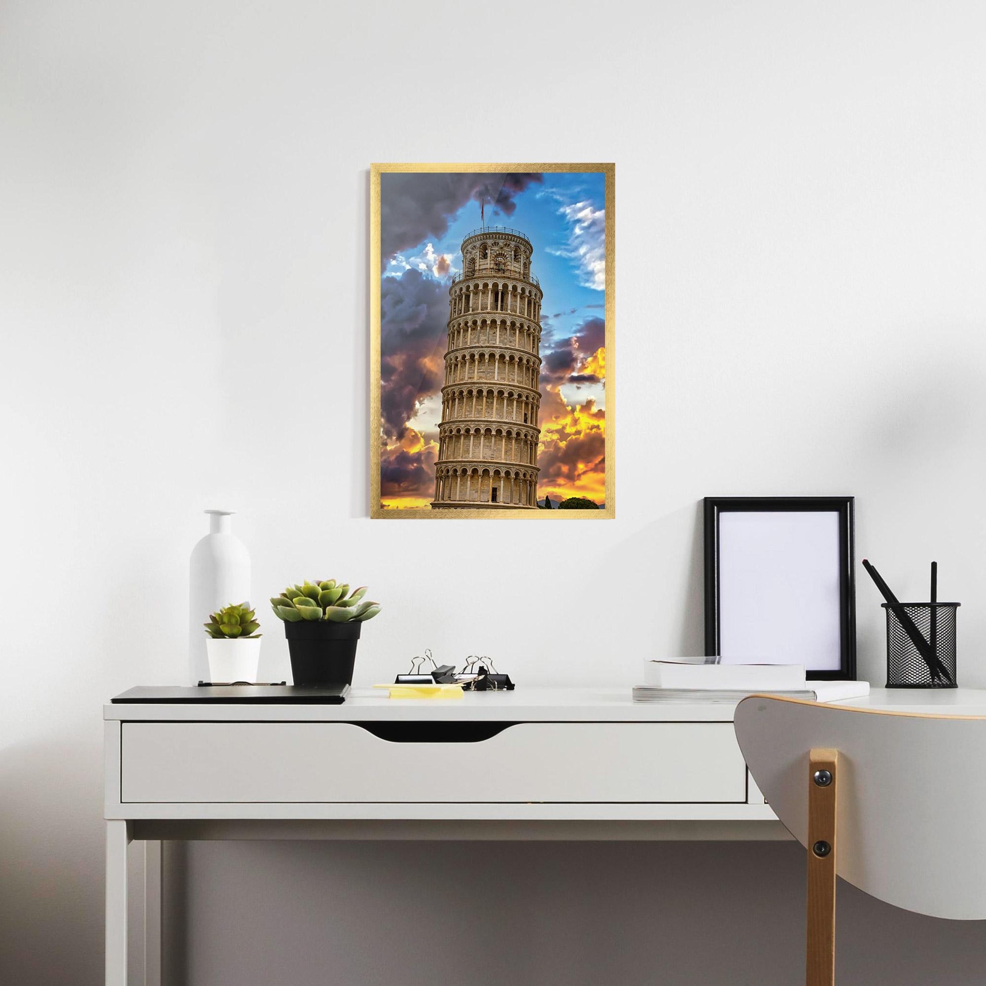 Poster Înrămat Tower Of Pisa Sunset mockup 7