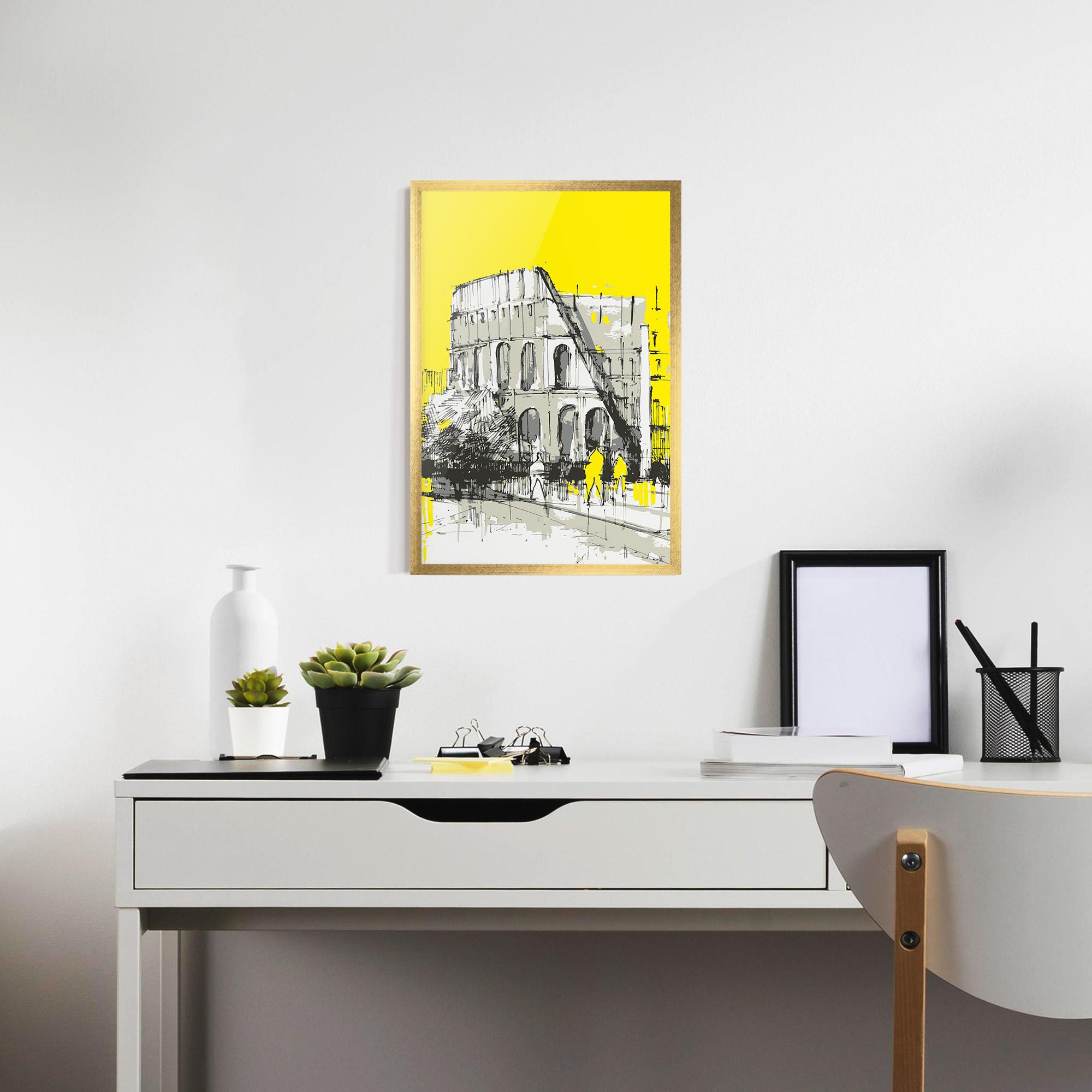 Poster Înrămat Yellow Colosseum mockup 7