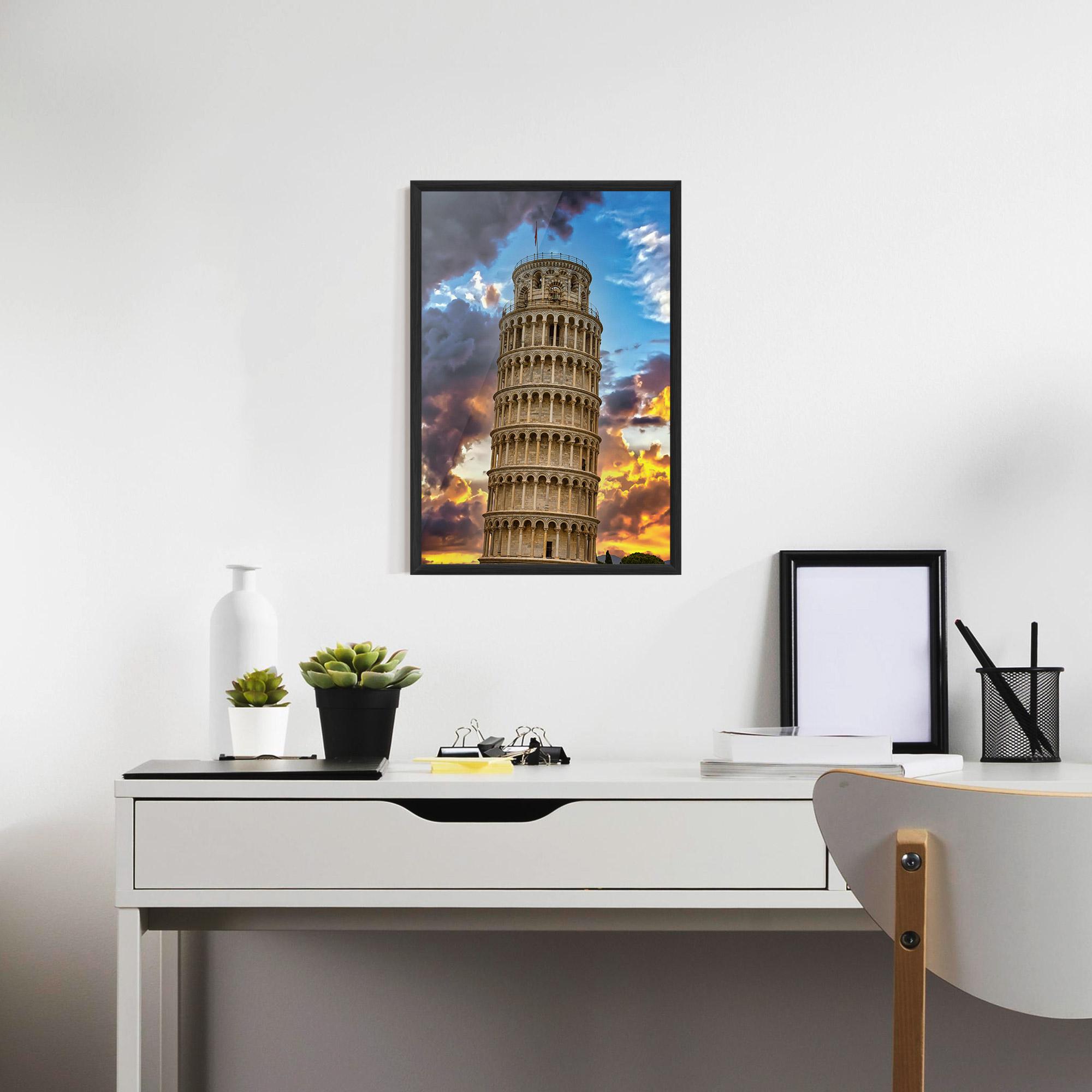 Poster Înrămat Tower Of Pisa Sunset mockup 7