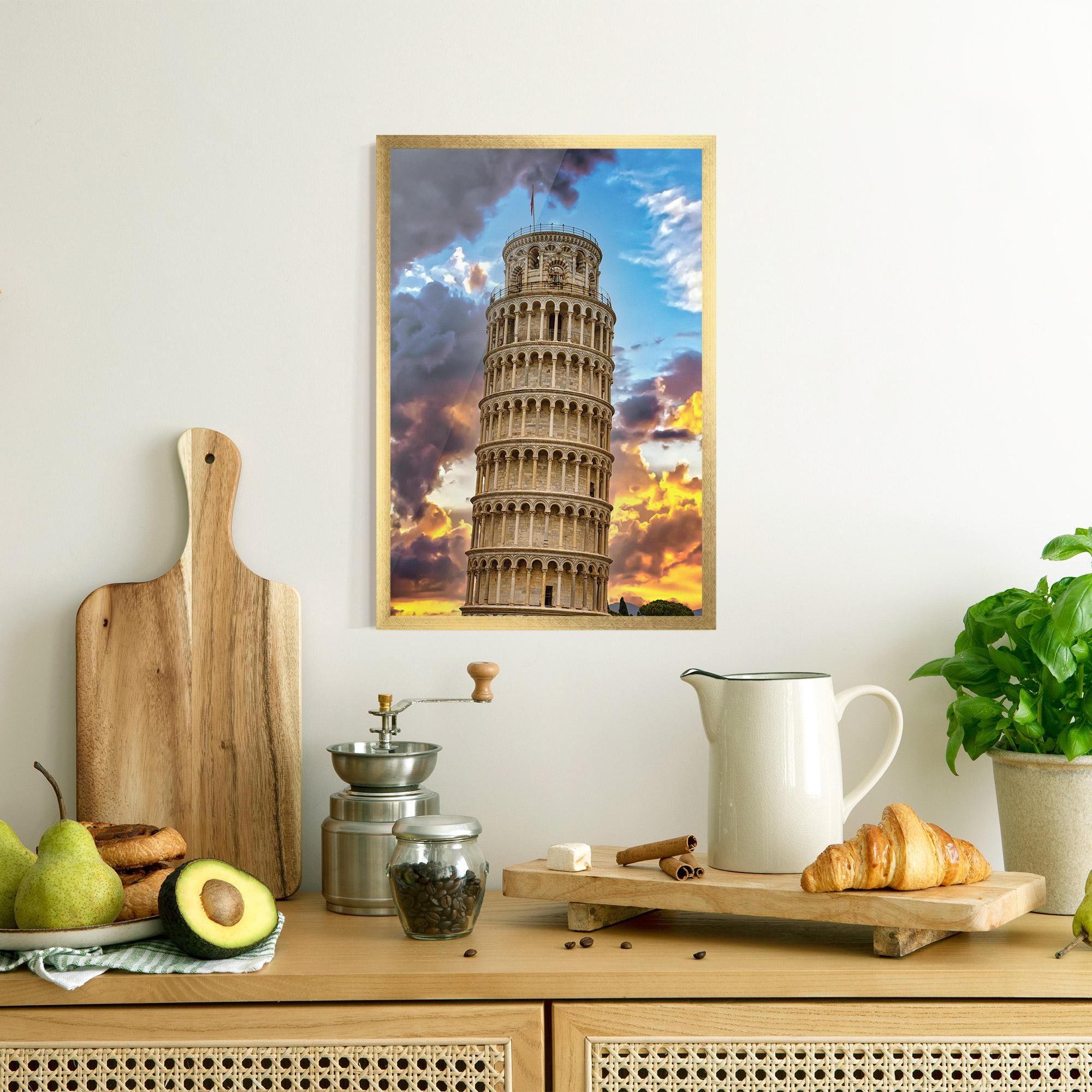 Poster Înrămat Tower Of Pisa Sunset mockup 8