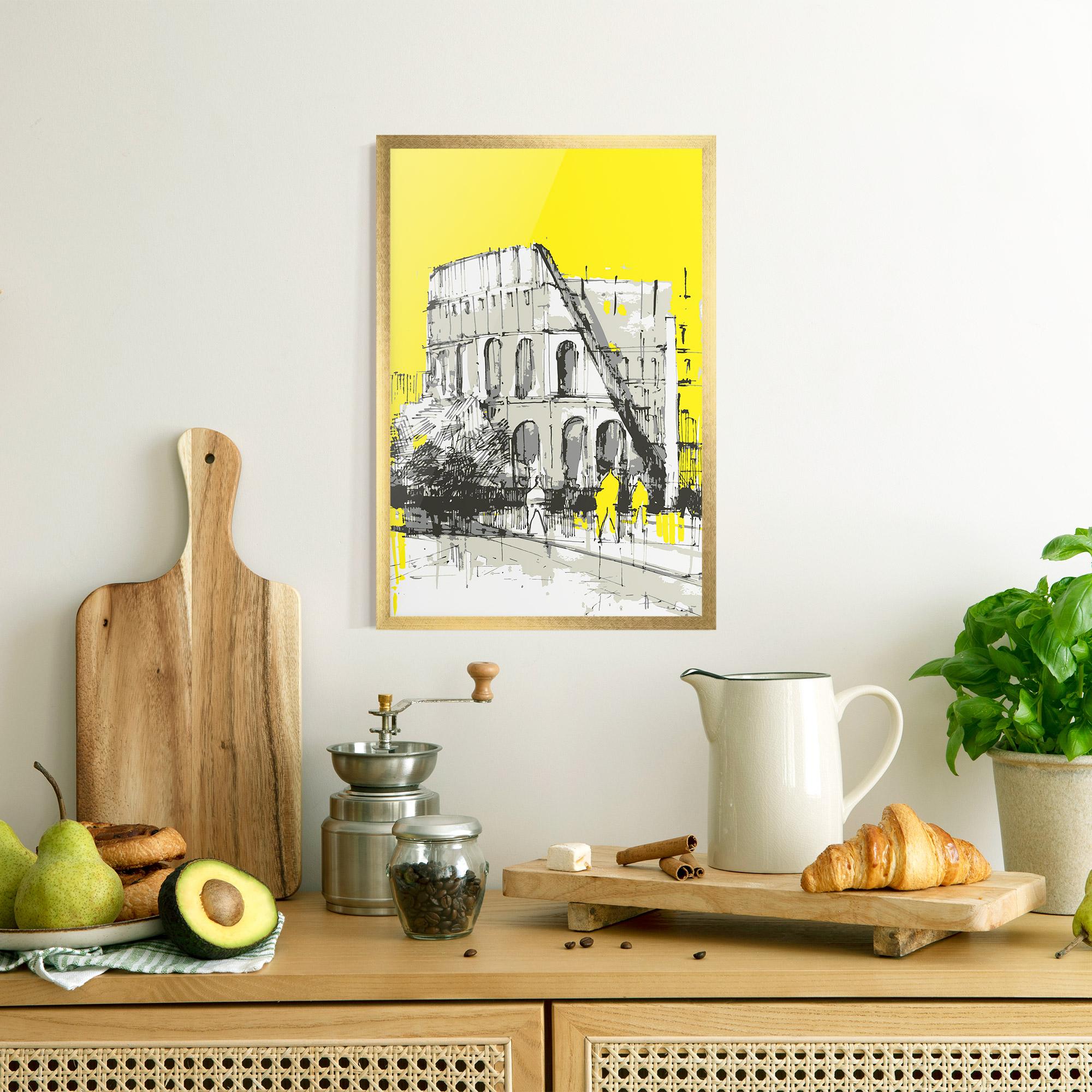 Poster Înrămat Yellow Colosseum mockup 8