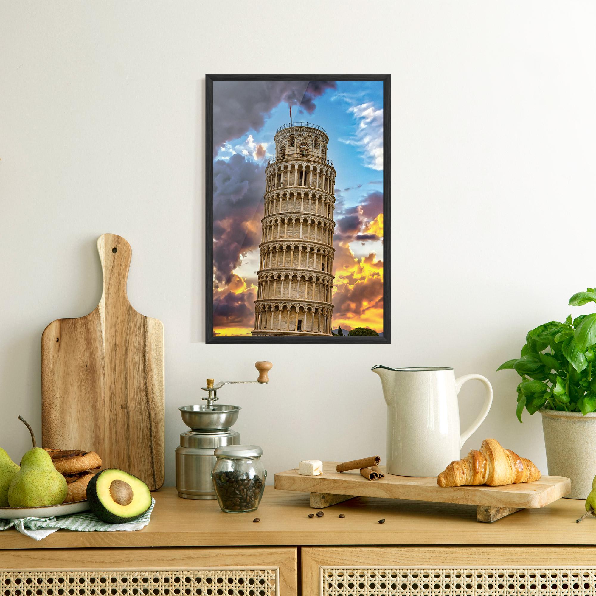 Poster Înrămat Tower Of Pisa Sunset mockup 8