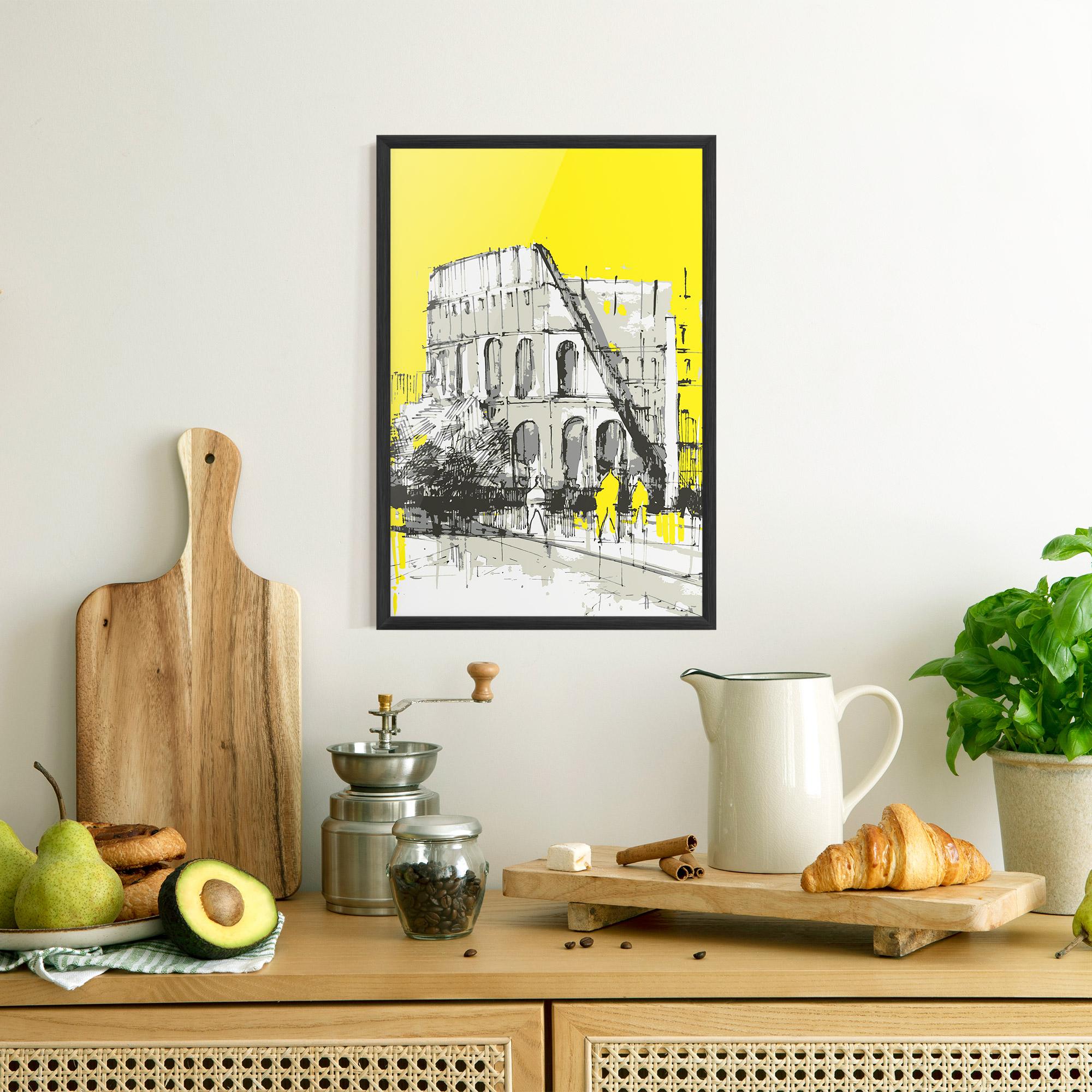 Poster Înrămat Yellow Colosseum mockup 8