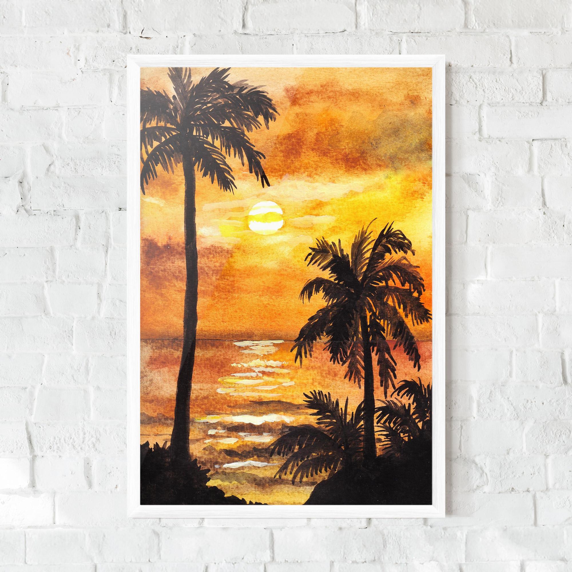 Poster Înrămat Watercolor Painting Sunrise mockup 0