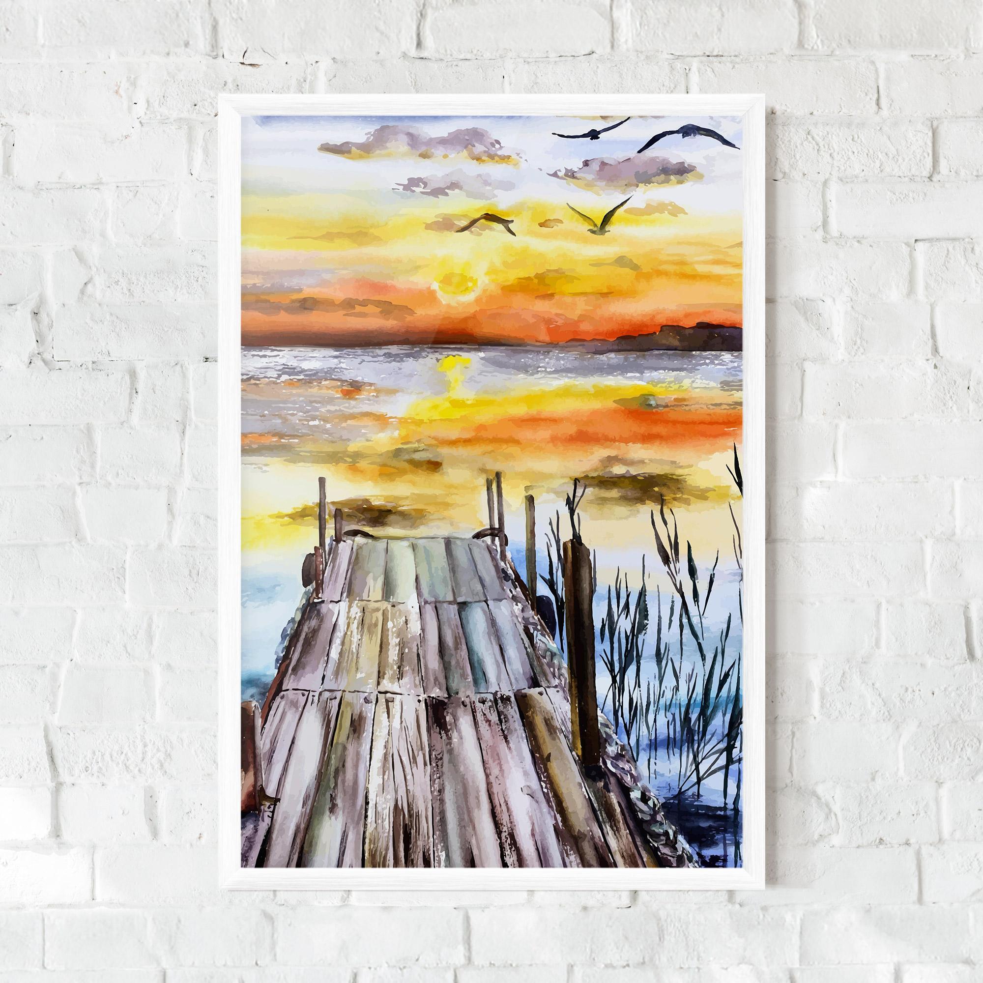 Poster Înrămat Watercolor Sunset mockup 0
