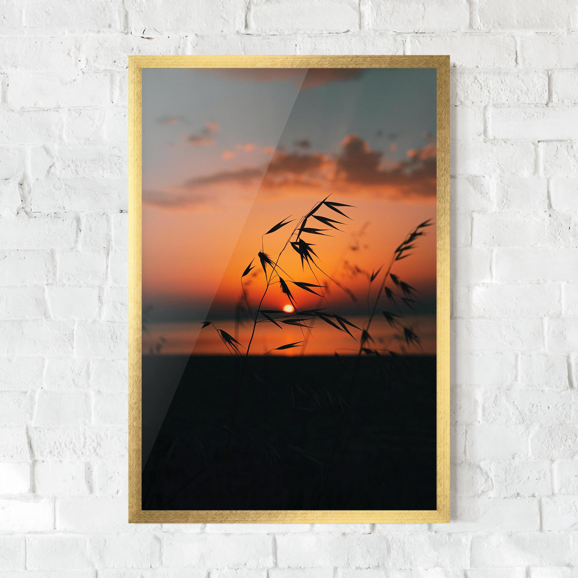 Poster Înrămat Small Leaves Sunset mockup 0