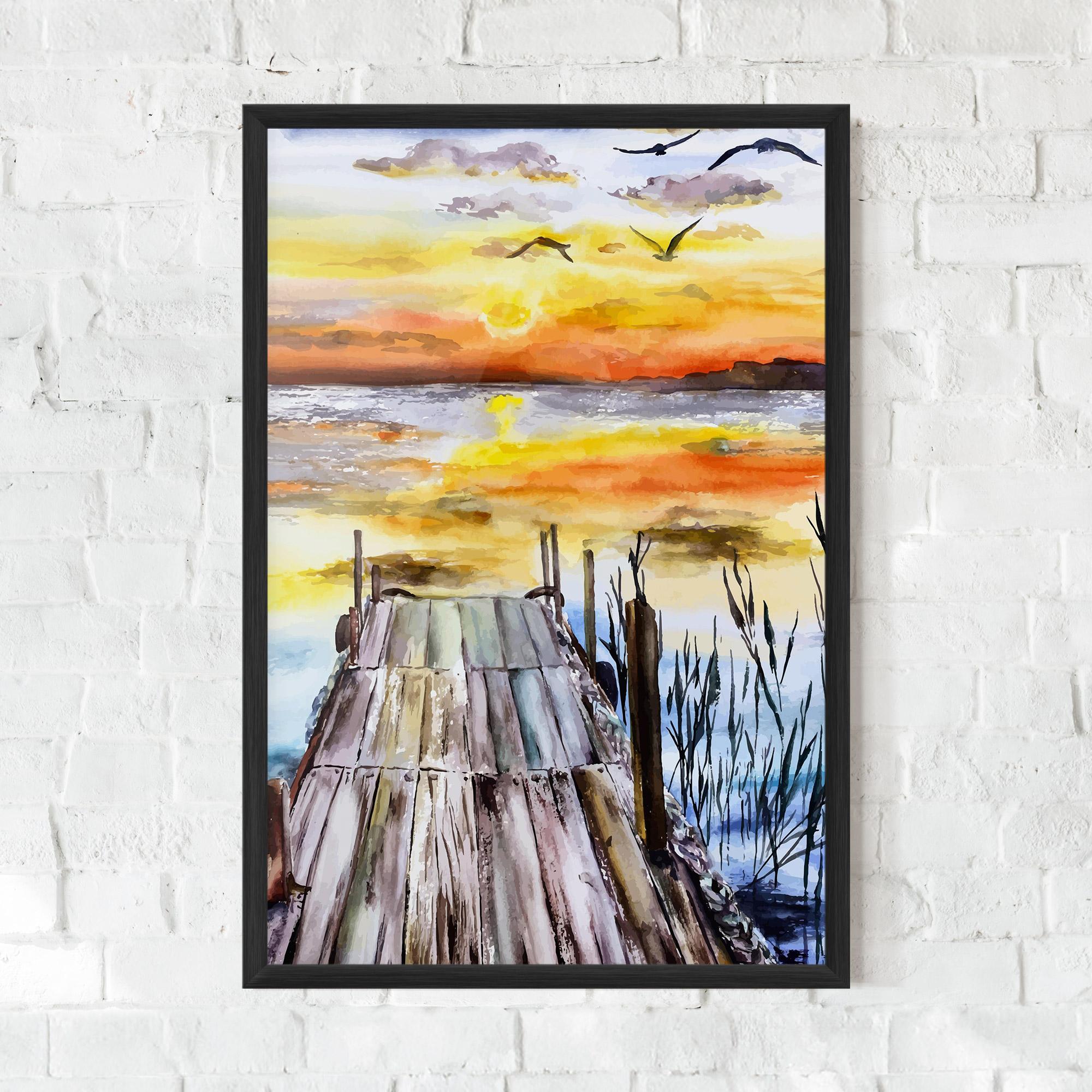 Poster Înrămat Watercolor Sunset mockup 0