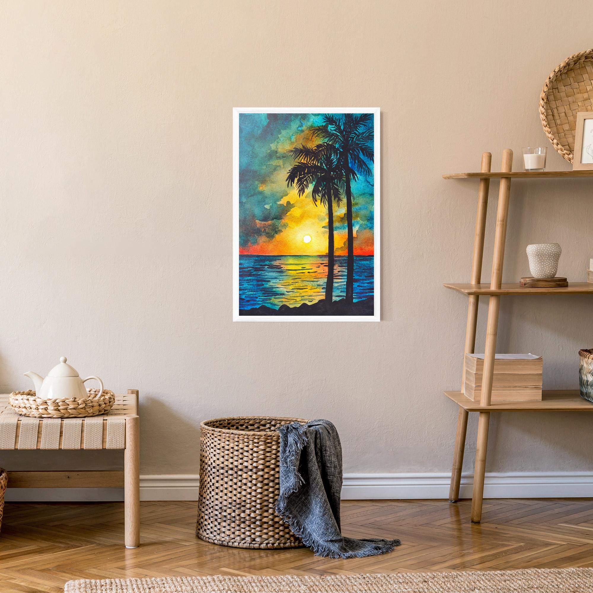 Poster Înrămat Sunset Landscape Watercolor mockup 9