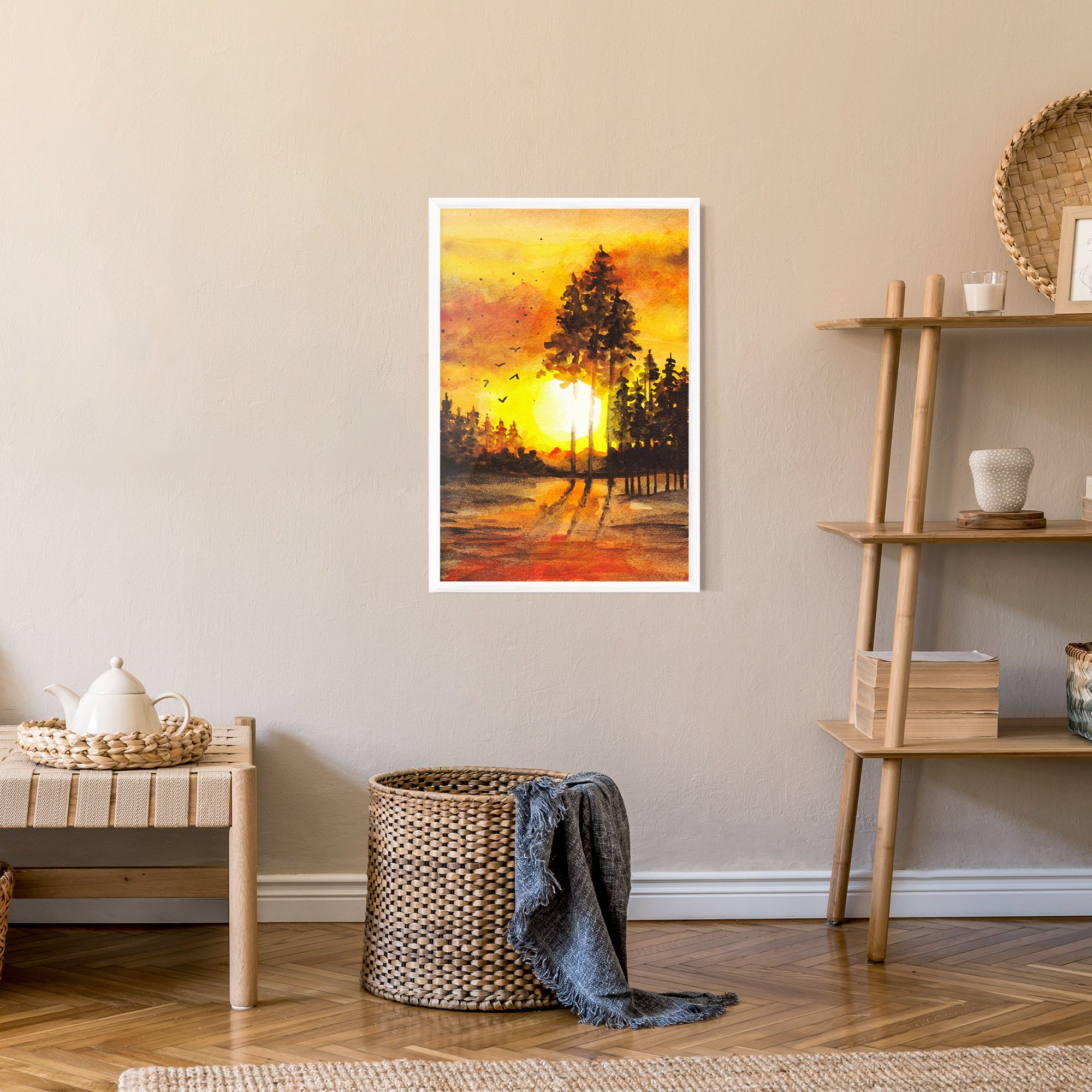 Watercolor Sunset Painting mockup 9