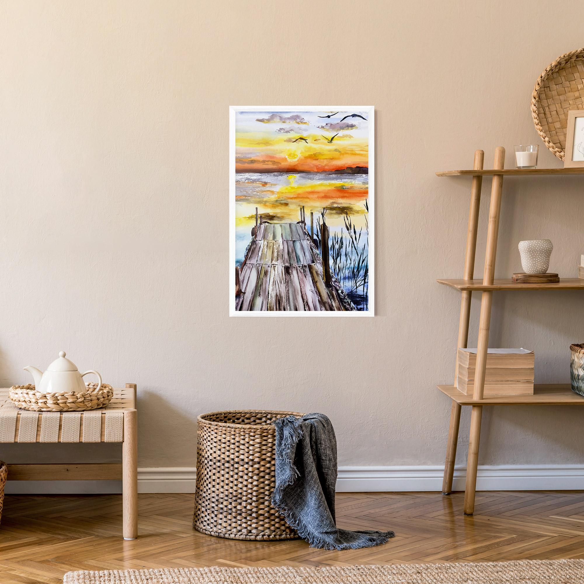 Poster Înrămat Watercolor Sunset mockup 9