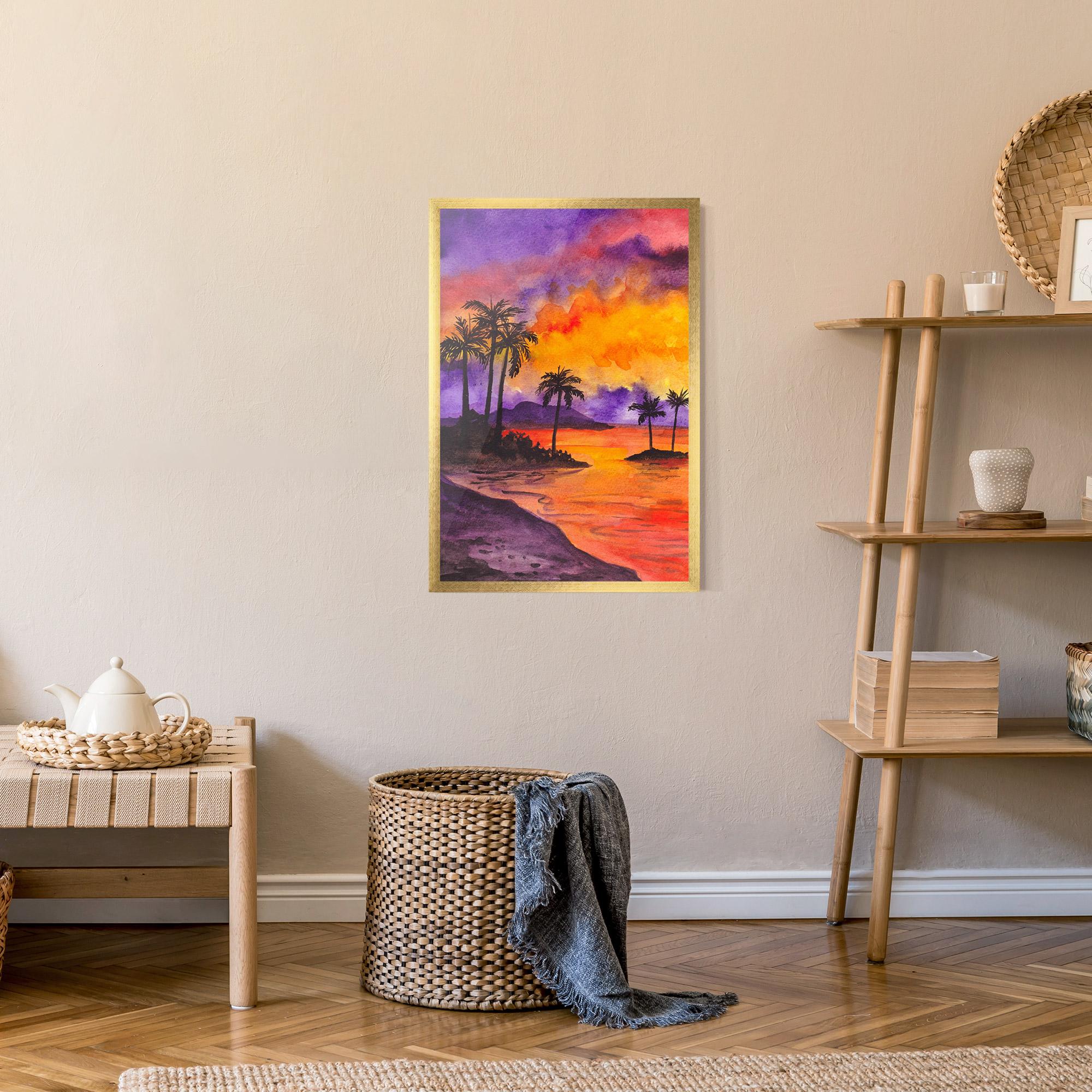 Poster Înrămat Sunset Watercolor Painting mockup 9