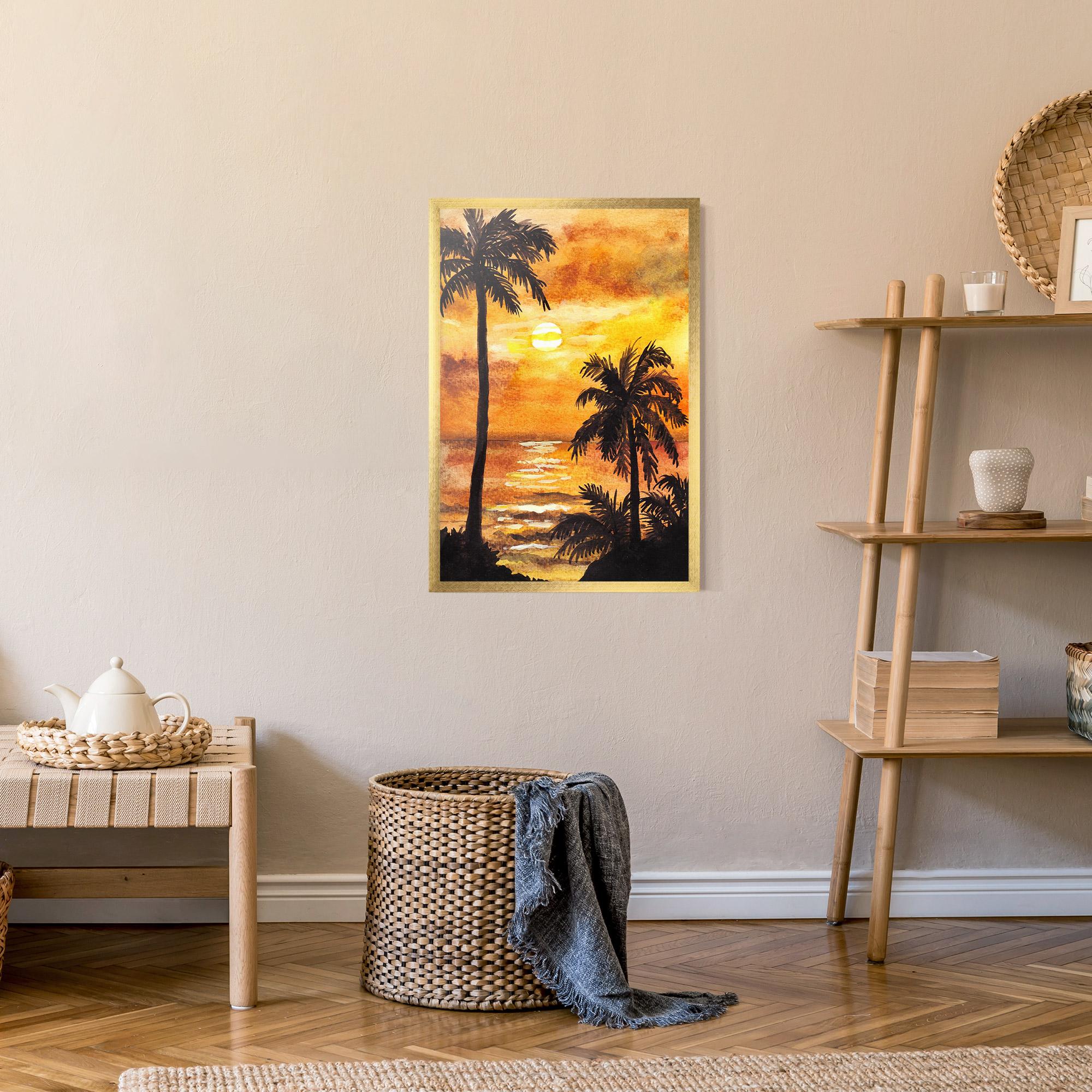 Poster Înrămat Watercolor Painting Sunrise mockup 9