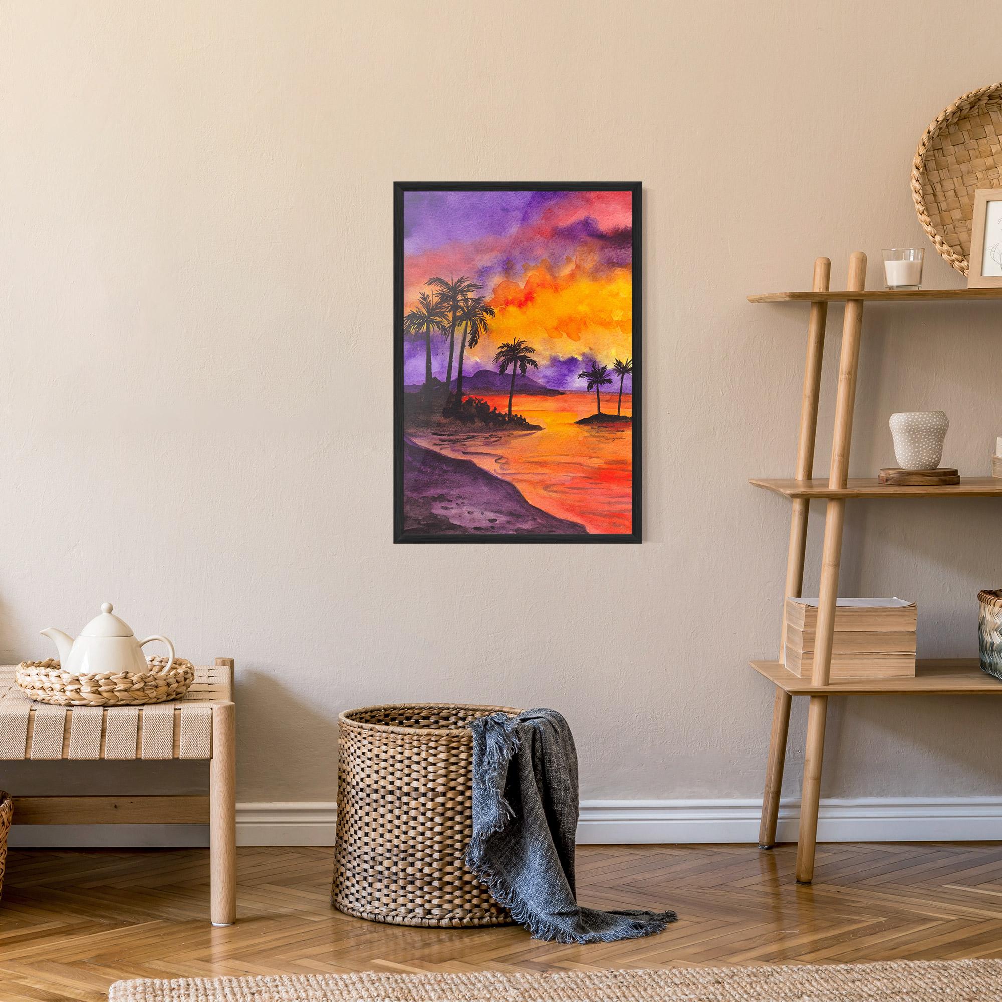 Poster Înrămat Sunset Watercolor Painting mockup 9