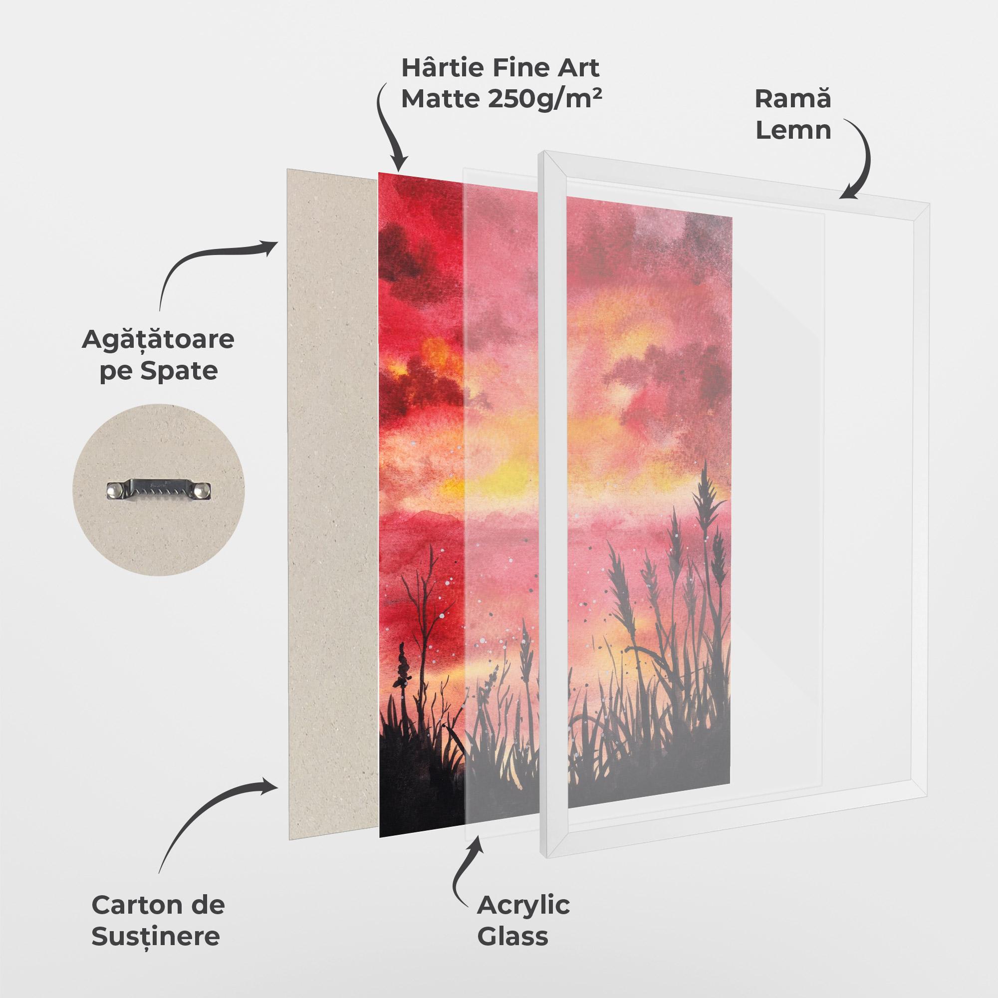 Poster Înrămat Watercolor Pink Sunset Painting mockup 1